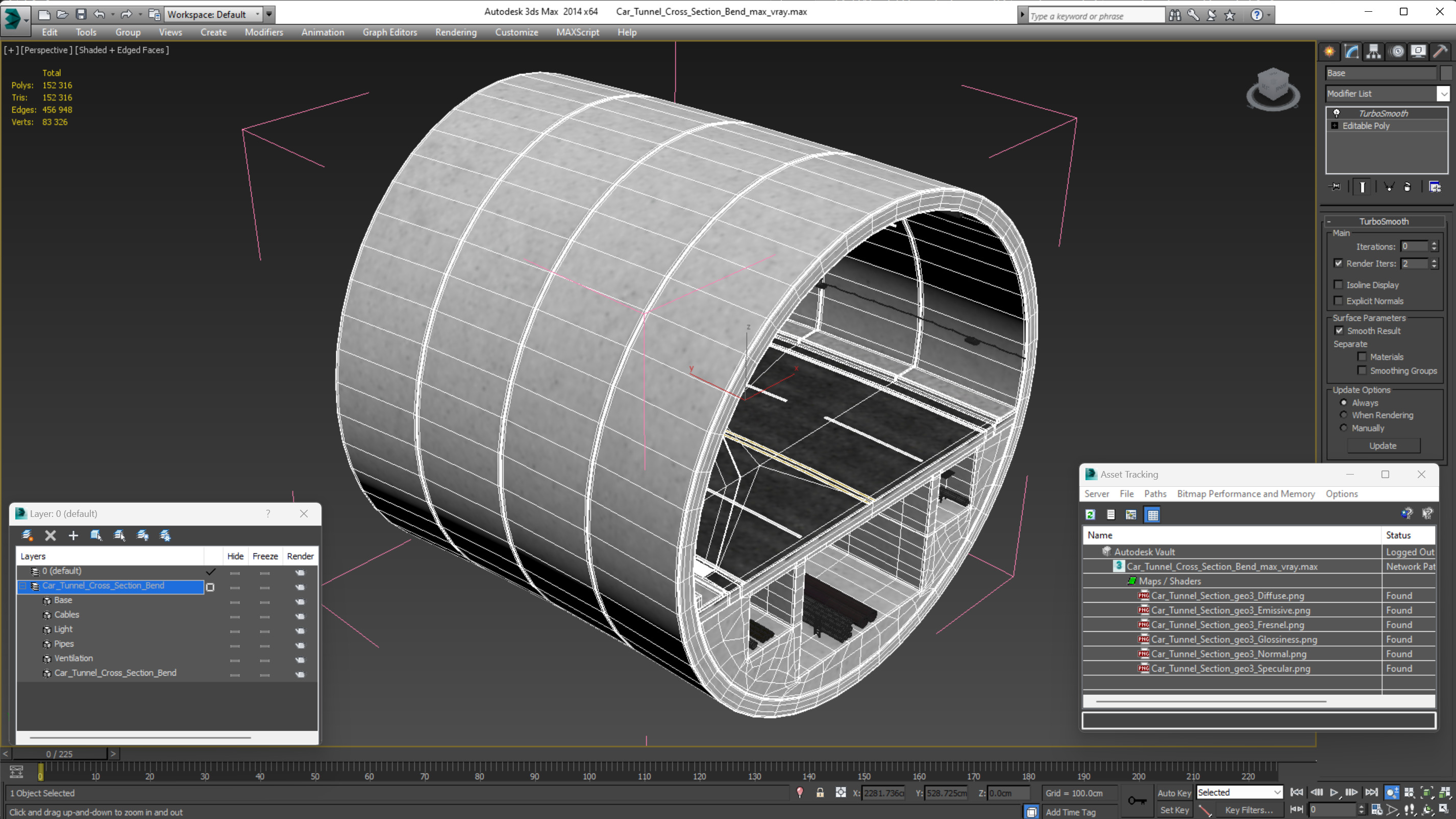 Car Tunnel Cross Section Bend 3D model