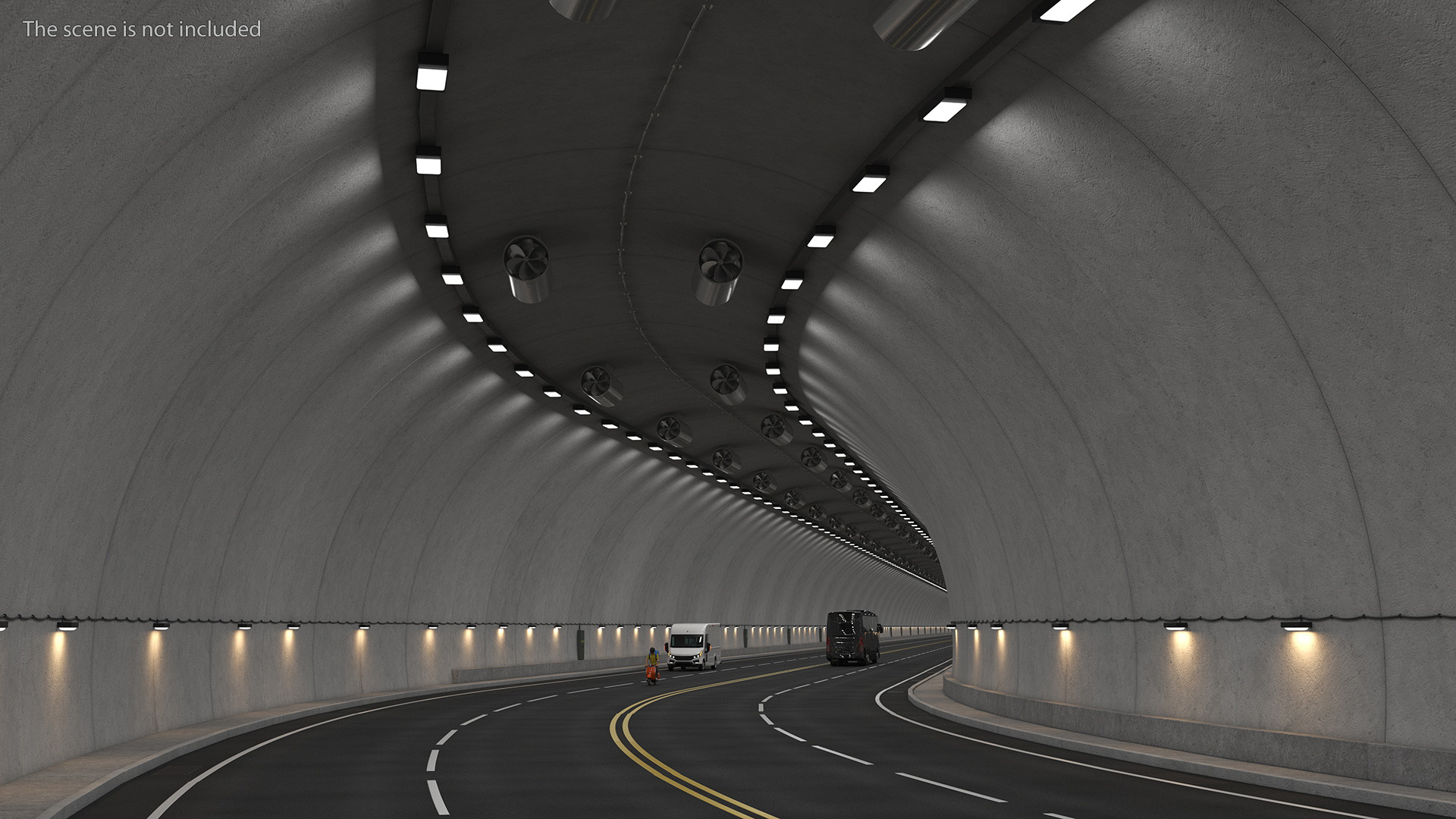 Car Tunnel Cross Section Bend 3D model