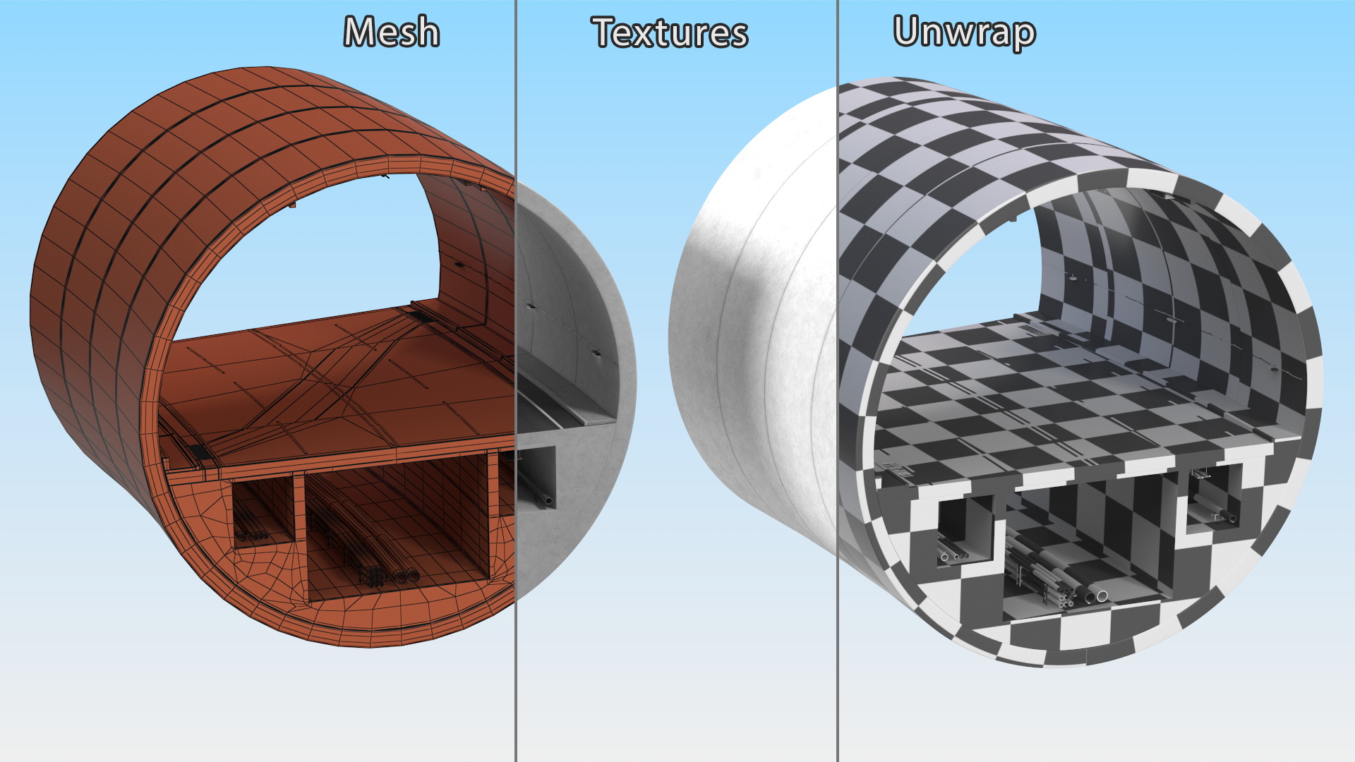 Car Tunnel Cross Section Bend 3D model