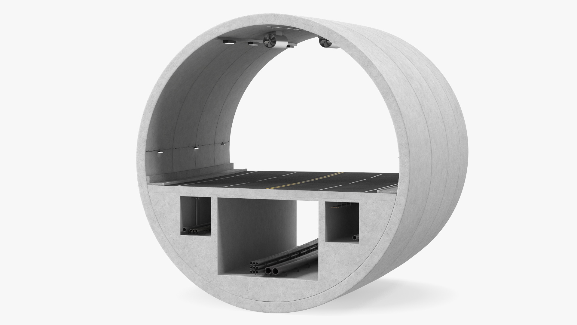 Car Tunnel Cross Section Bend 3D model