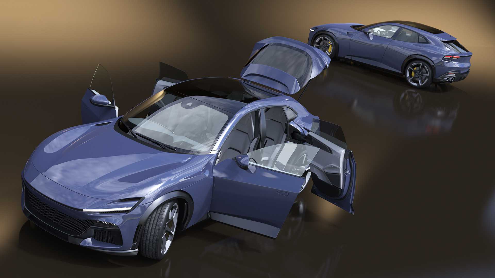 Extreme Sports Crossover Car Violet Rigged 3D