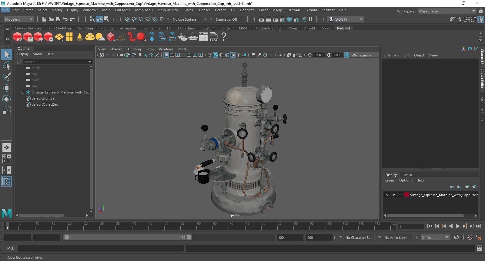 Vintage Espresso Machine with Cappuccino Cup 3D model