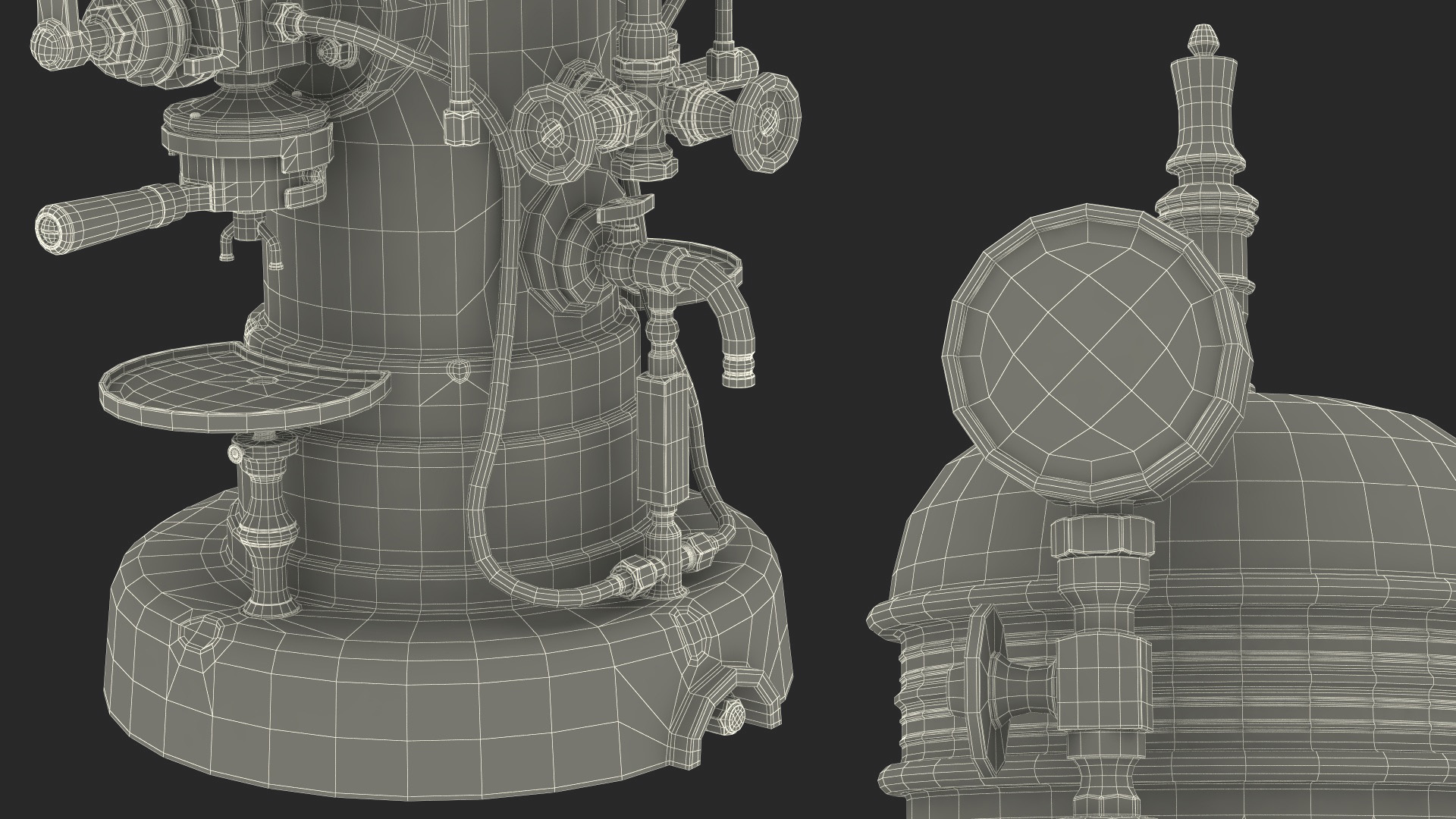 Vintage Espresso Machine with Cappuccino Cup 3D model