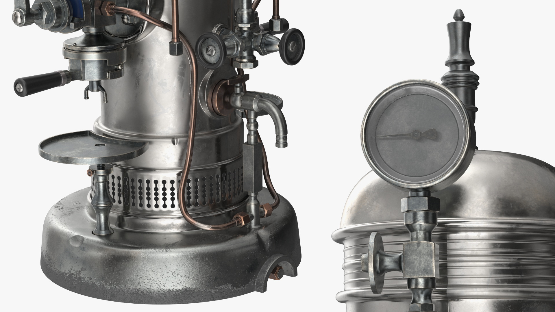 Vintage Espresso Machine with Cappuccino Cup 3D model