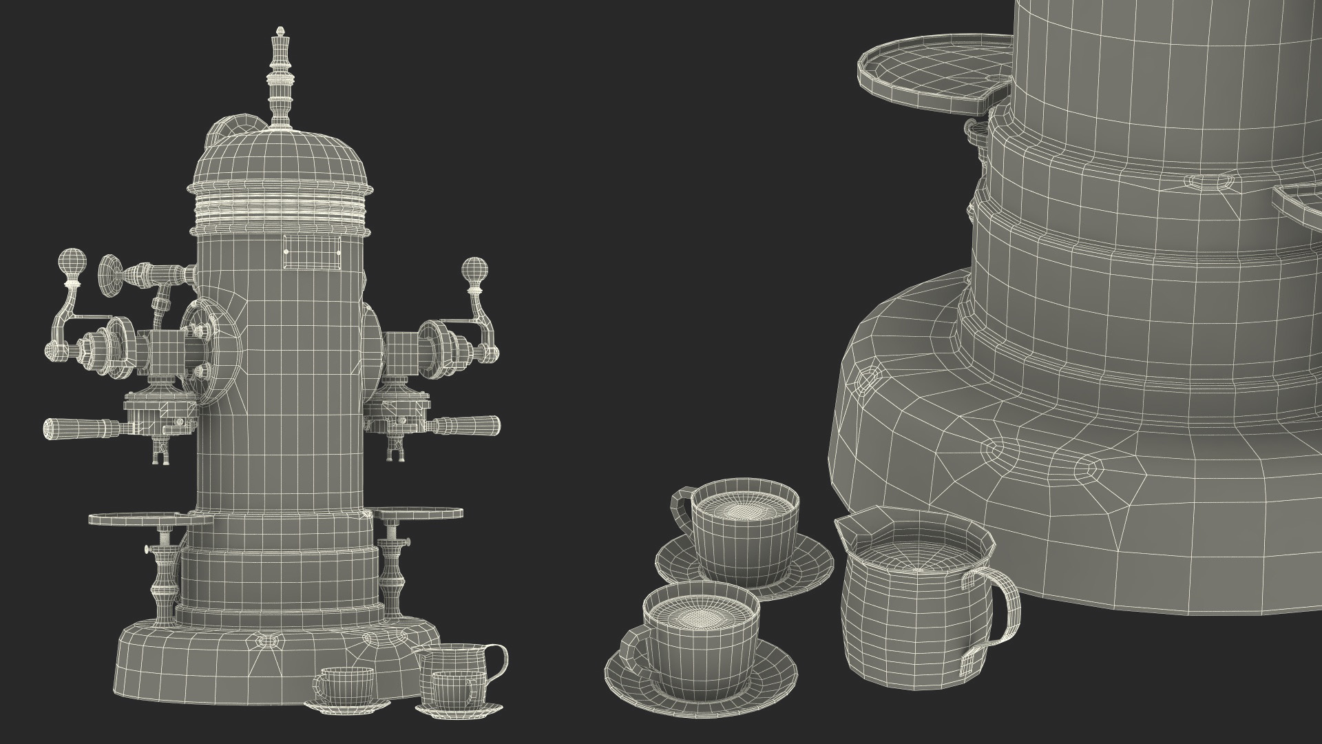Vintage Espresso Machine with Cappuccino Cup 3D model