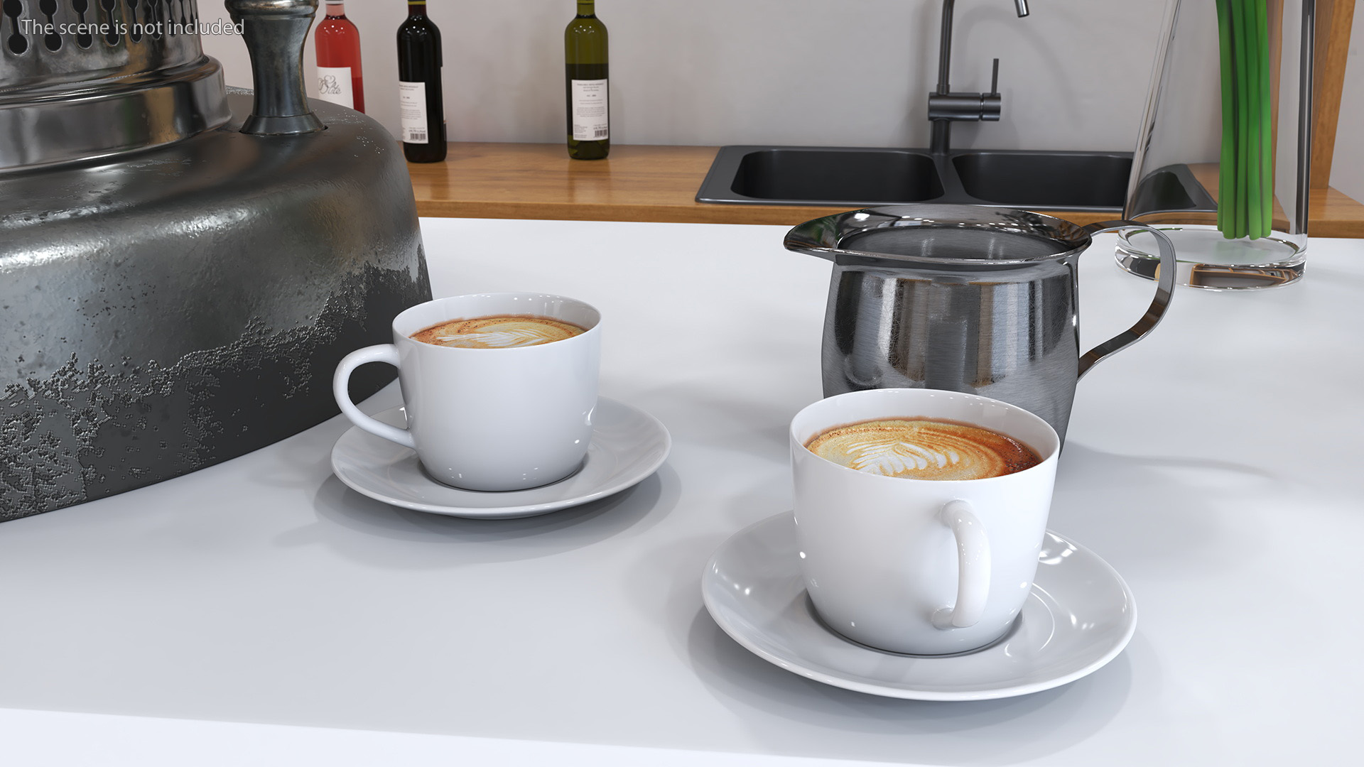Vintage Espresso Machine with Cappuccino Cup 3D model