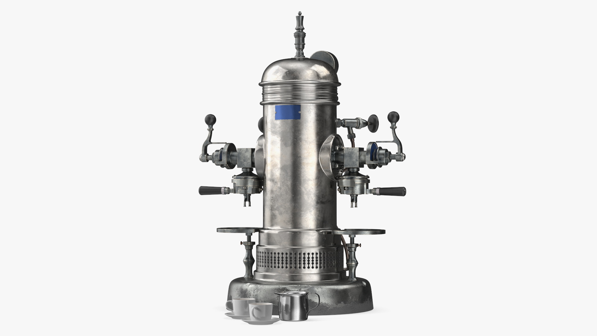 Vintage Espresso Machine with Cappuccino Cup 3D model