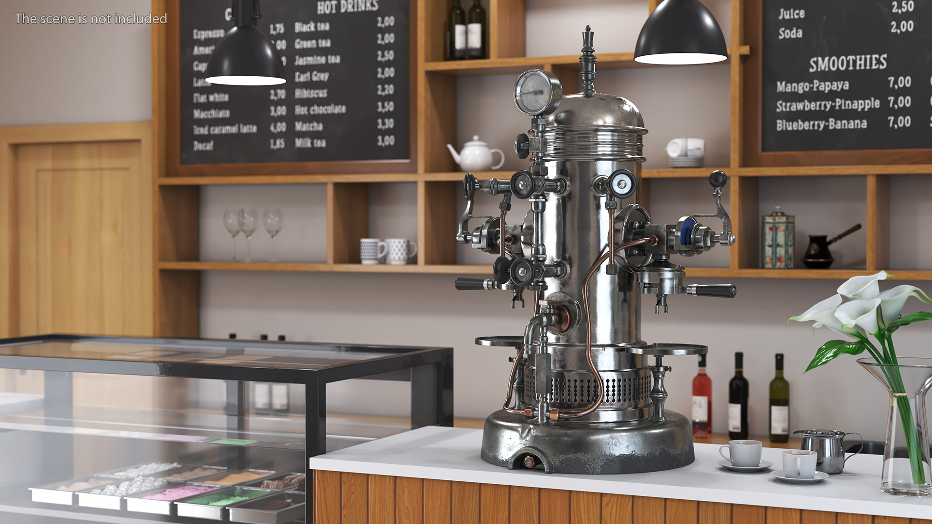 Vintage Espresso Machine with Cappuccino Cup 3D model
