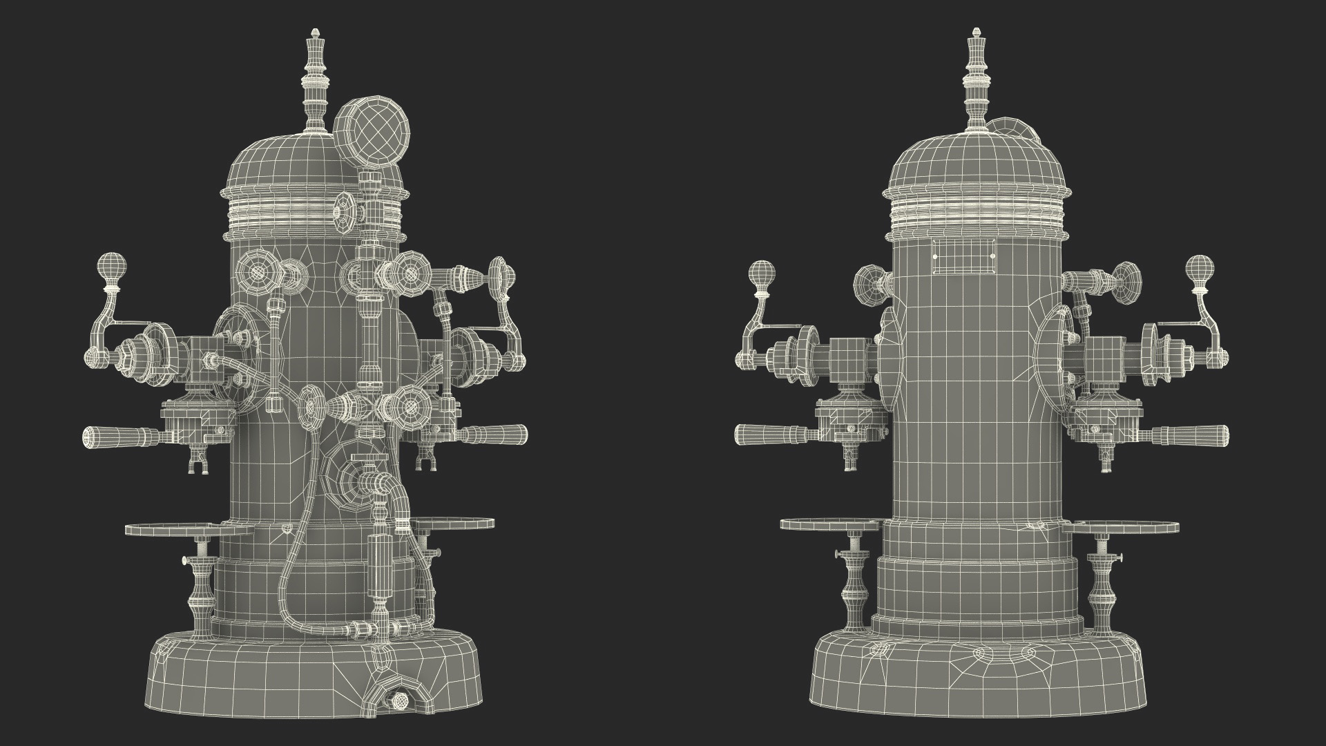 Vintage Espresso Machine with Cappuccino Cup 3D model