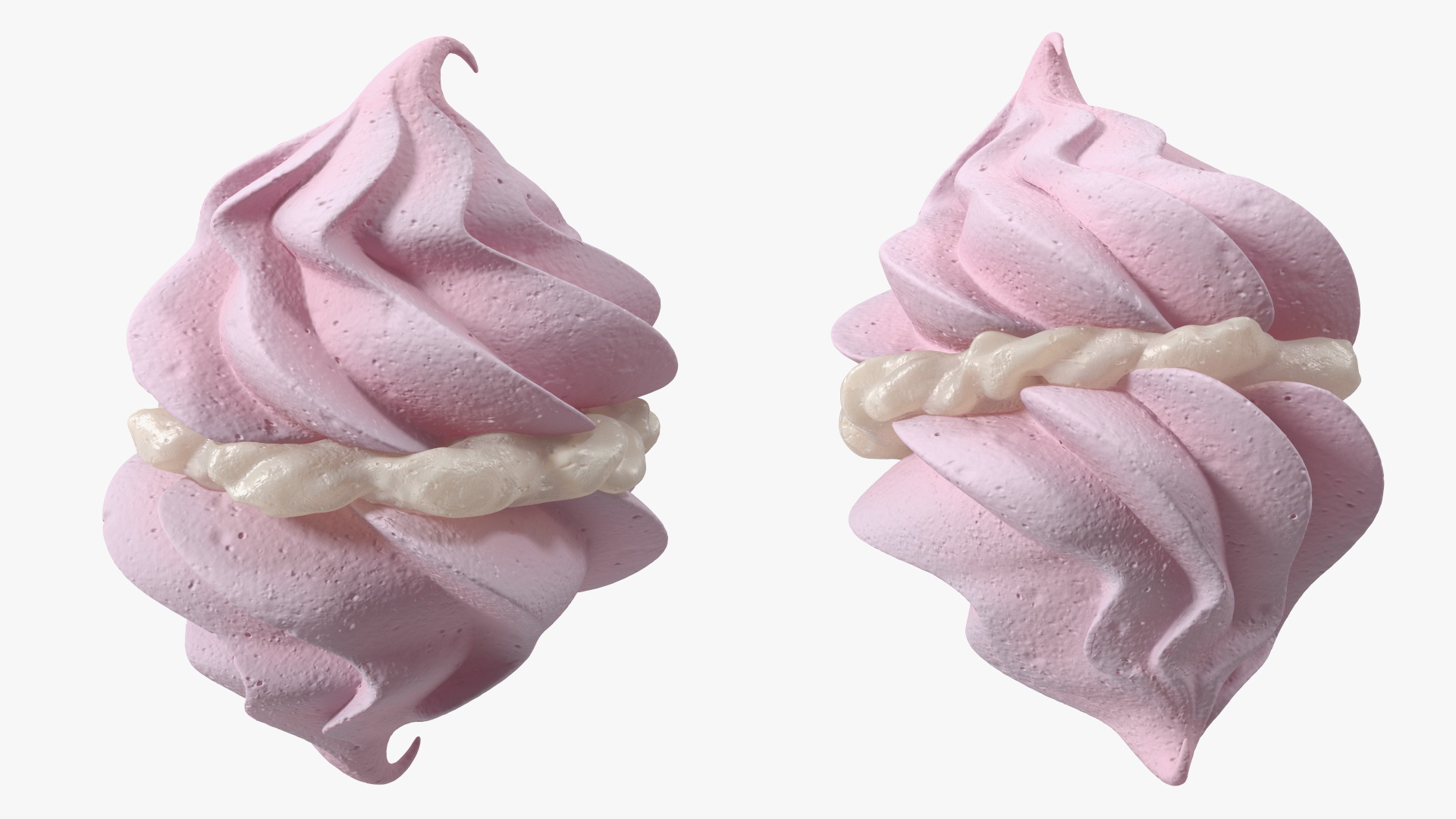 3D Pink Meringue Kisses with Vanilla Filling