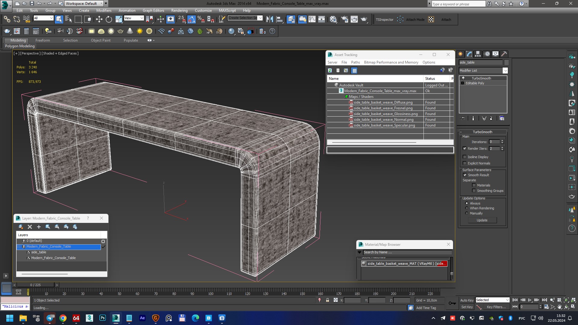 3D model Modern Fabric Console Table for 3D Print