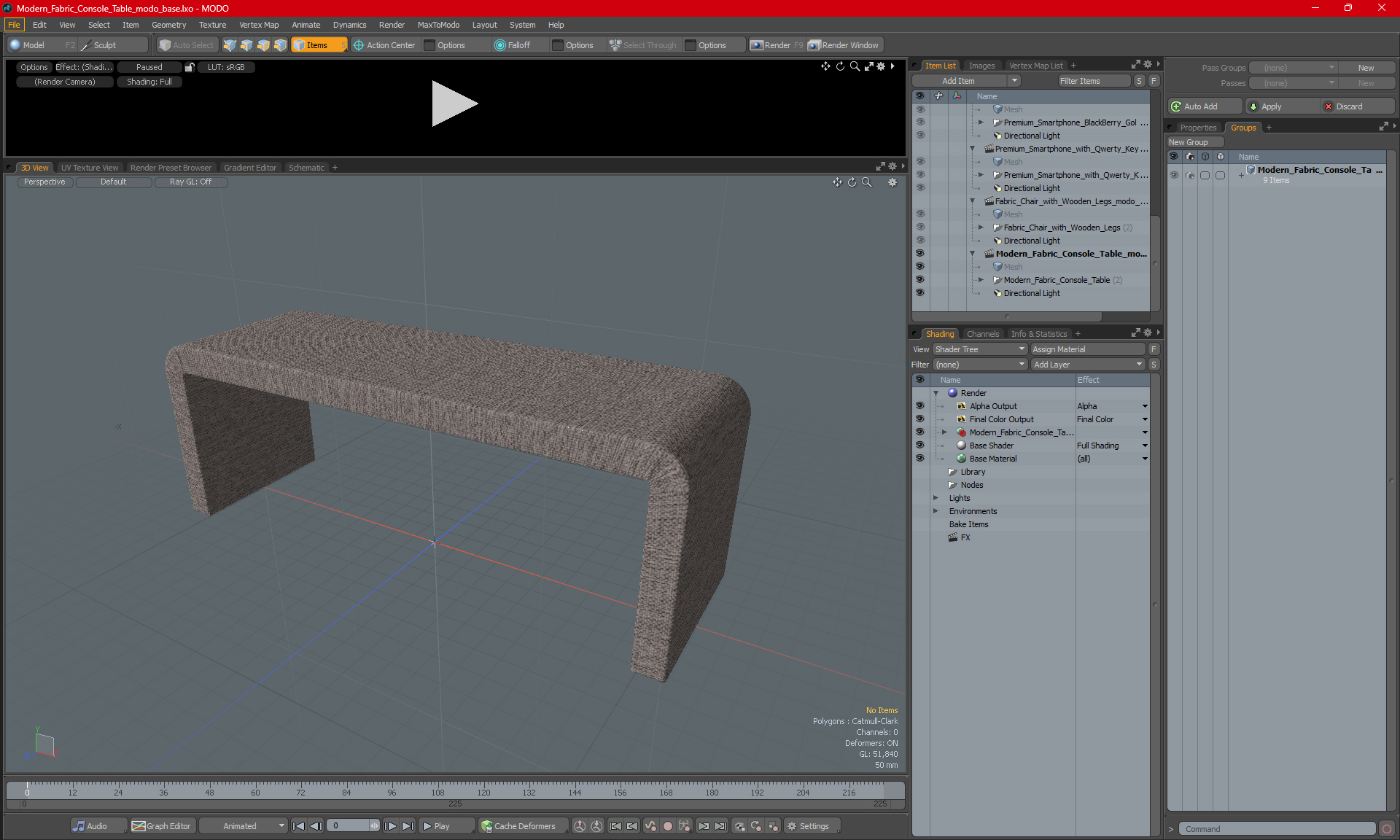 3D model Modern Fabric Console Table for 3D Print