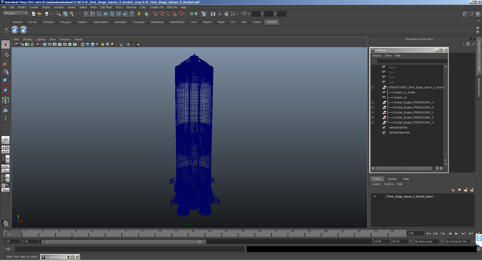 S-IC First Stage Saturn V Rocket 3D