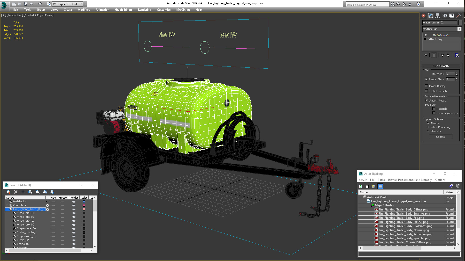 3D Fire Fighting Trailer Rigged model