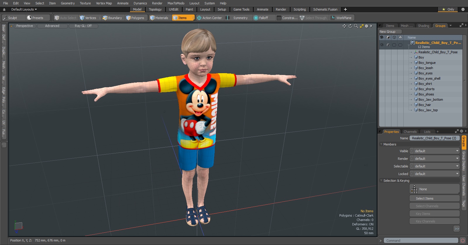 3D Realistic Child Boy T-Pose