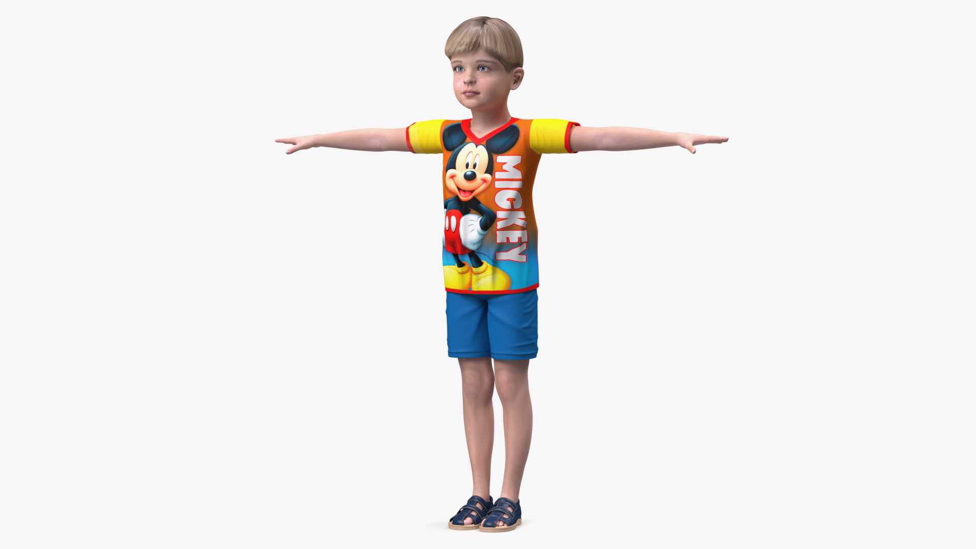 3D Realistic Child Boy T-Pose