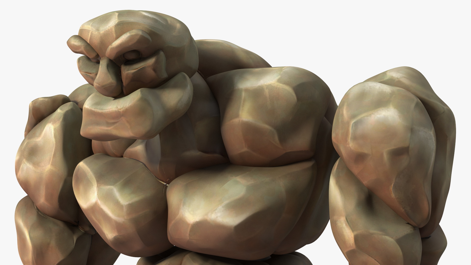 3D Stone Golem Cartoon Character Brown Rigged for Modo