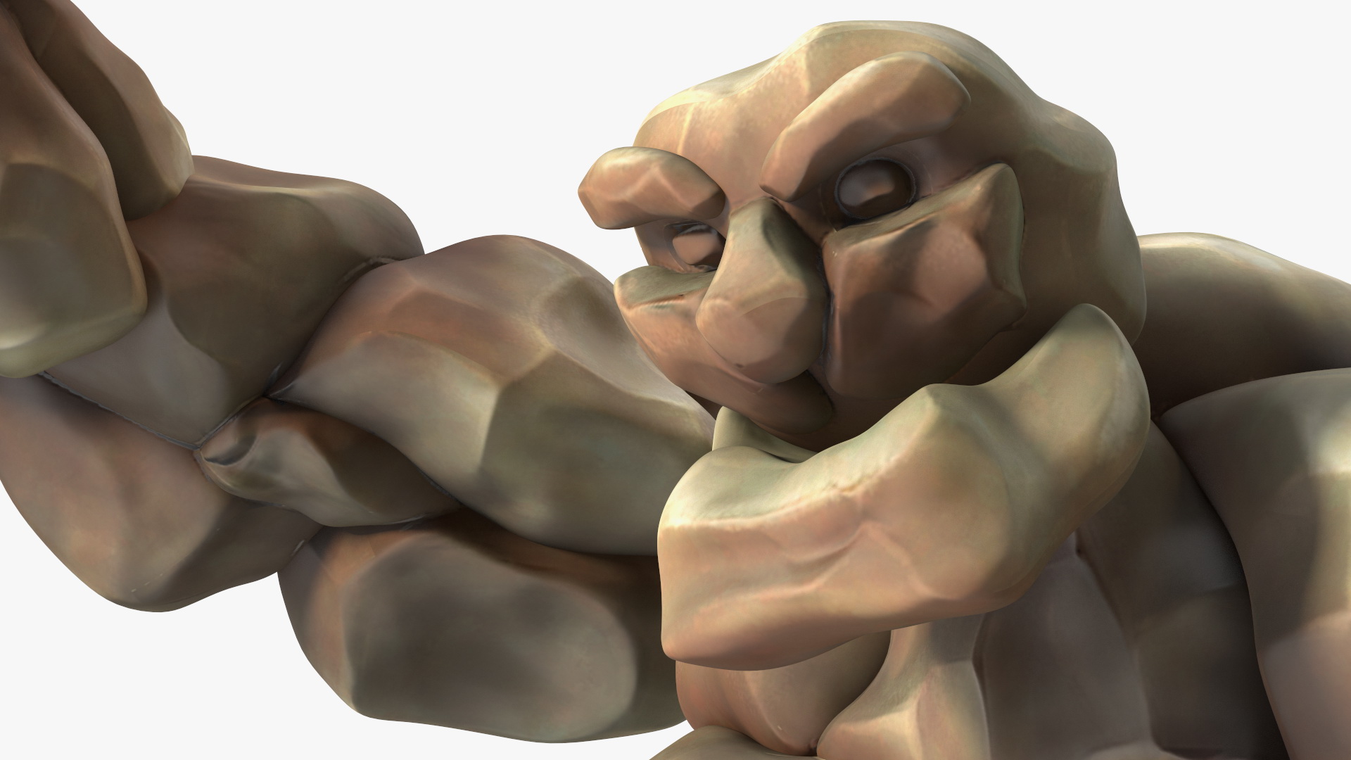 3D Stone Golem Cartoon Character Brown Rigged for Modo
