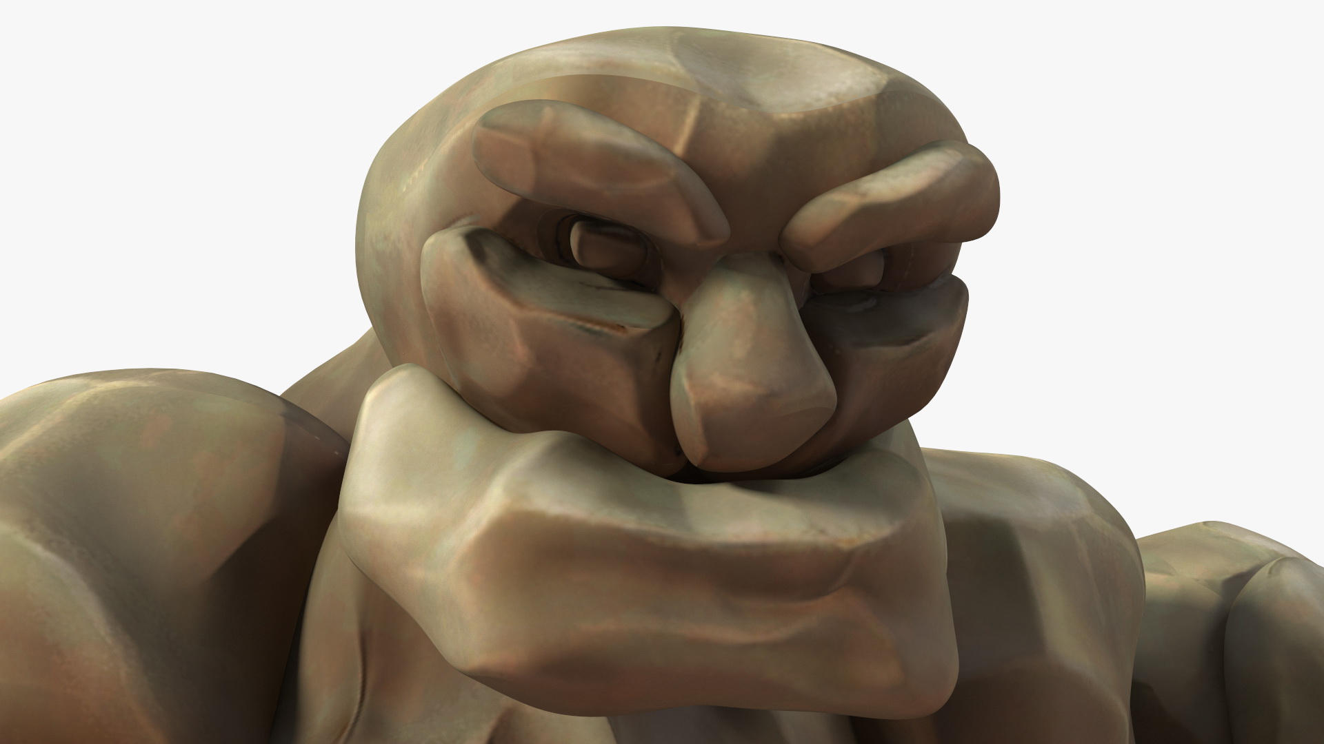 3D Stone Golem Cartoon Character Brown Rigged for Modo