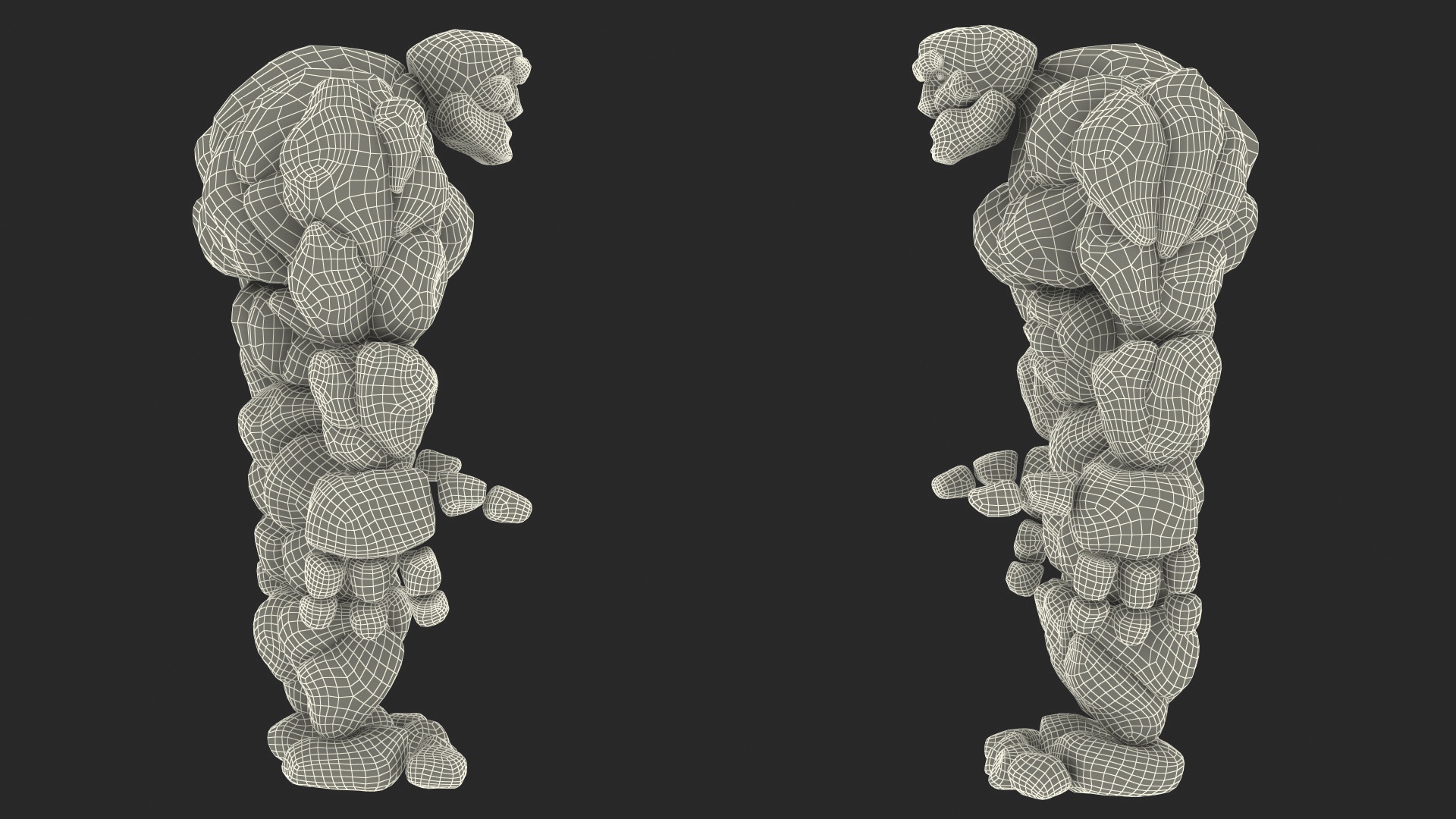 3D Stone Golem Cartoon Character Brown Rigged for Modo
