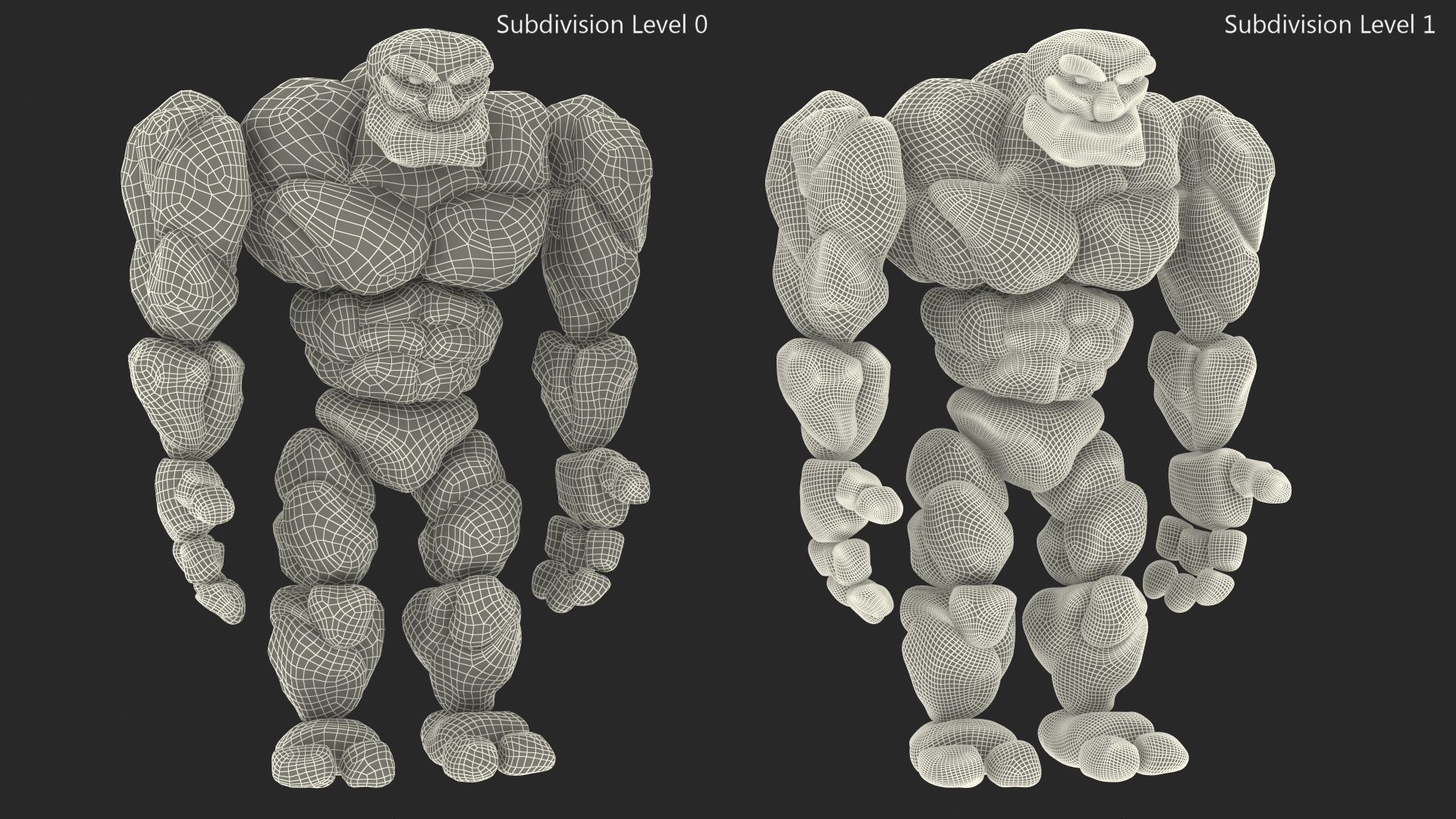 3D Stone Golem Cartoon Character Brown Rigged for Modo