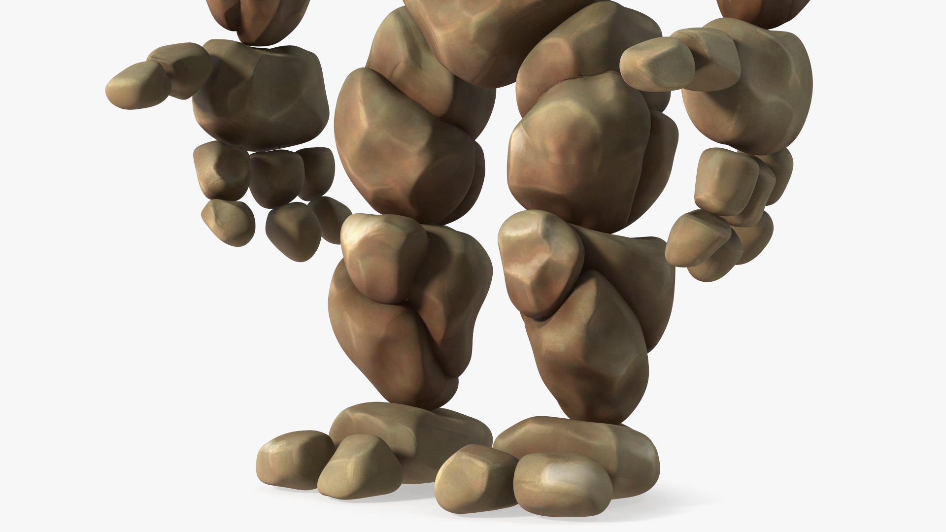 3D Stone Golem Cartoon Character Brown Rigged for Modo