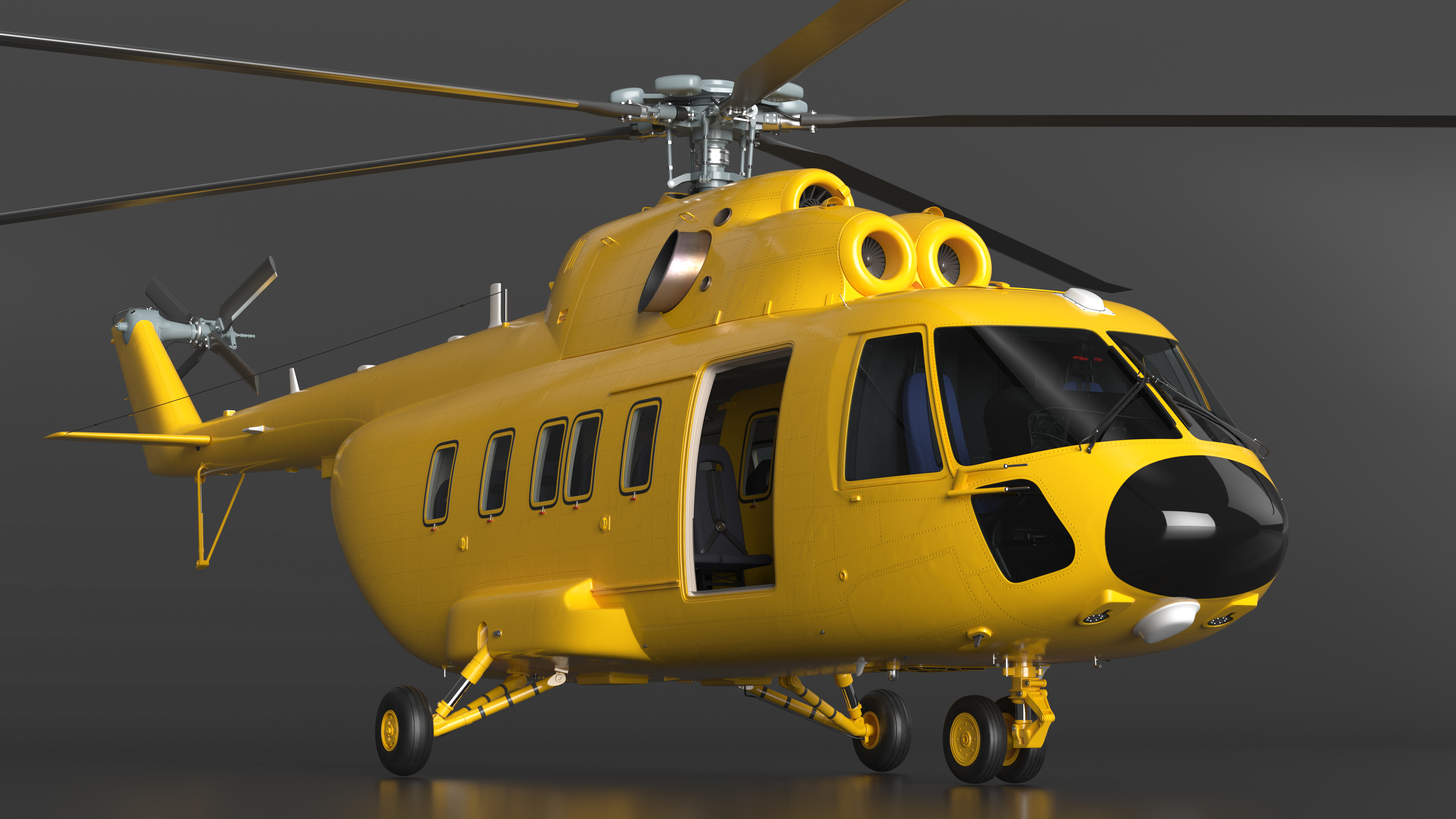 3D Offshore Cargo Helicopter Yellow Rigged for Maya model
