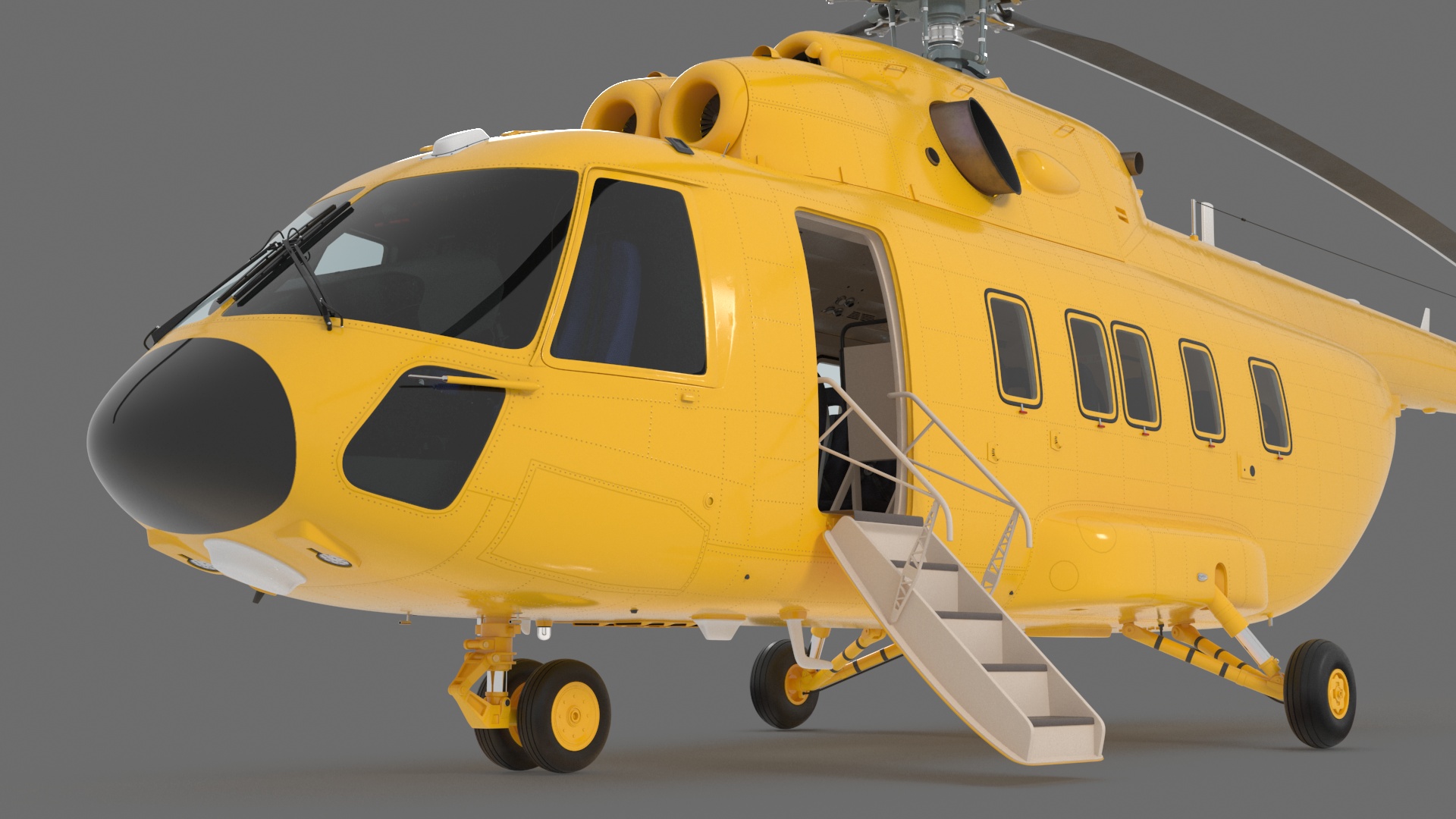3D Offshore Cargo Helicopter Yellow Rigged for Maya model