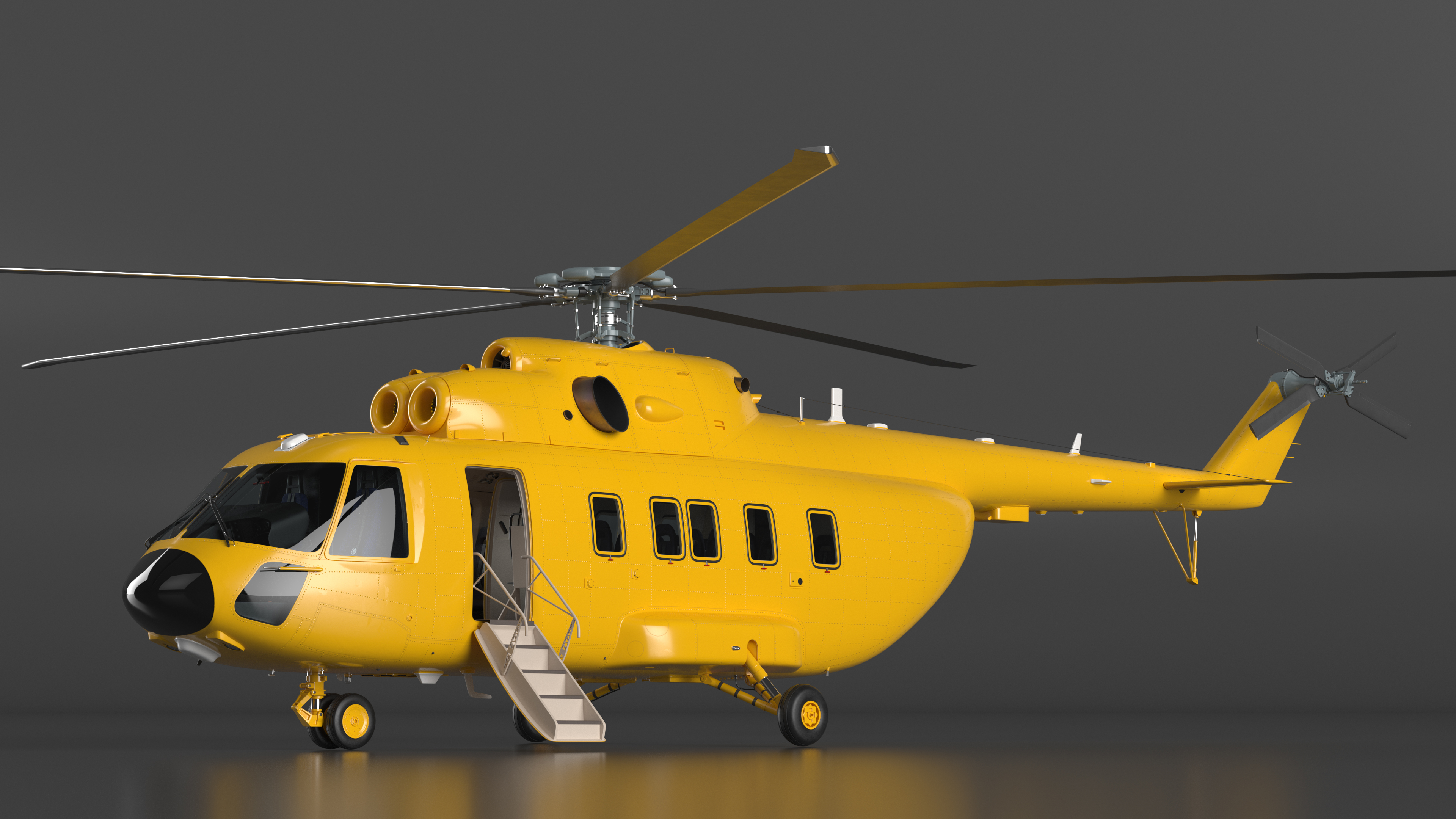 3D Offshore Cargo Helicopter Yellow Rigged for Maya model