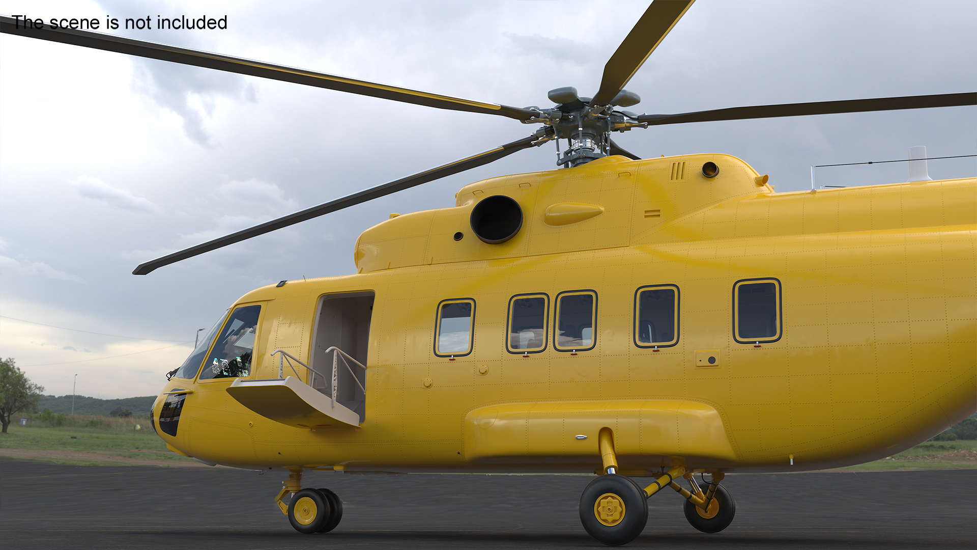 3D Offshore Cargo Helicopter Yellow Rigged for Maya model