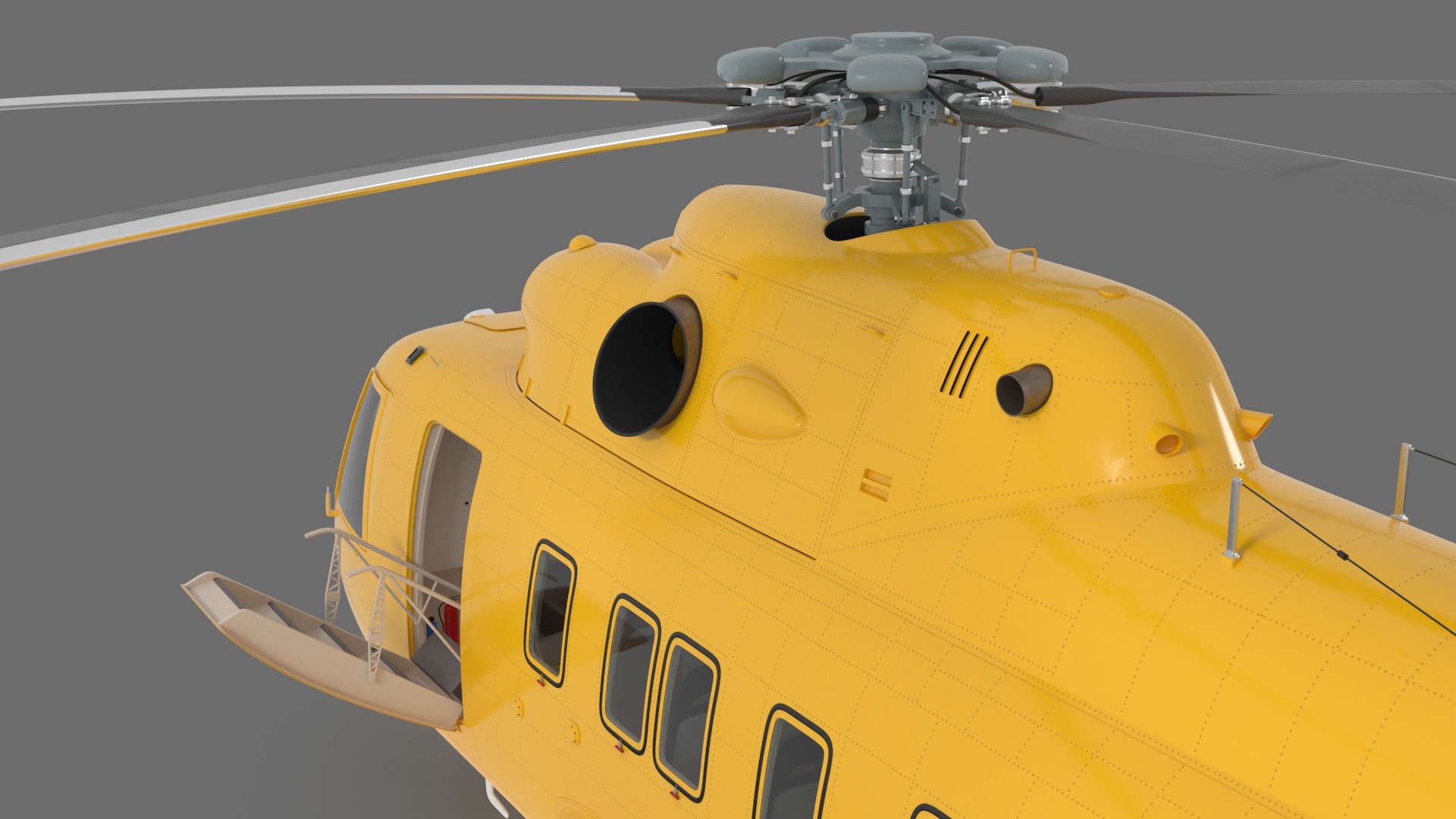 3D Offshore Cargo Helicopter Yellow Rigged for Maya model