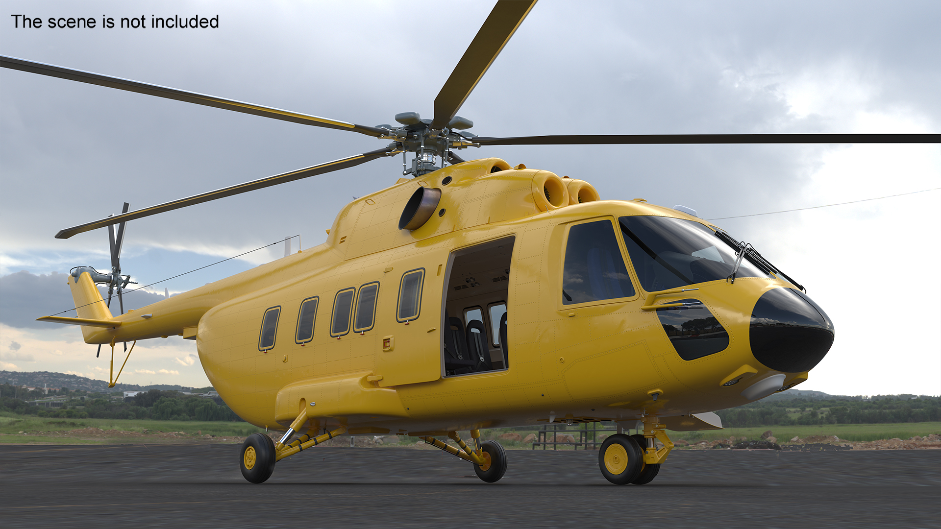 3D Offshore Cargo Helicopter Yellow Rigged for Maya model