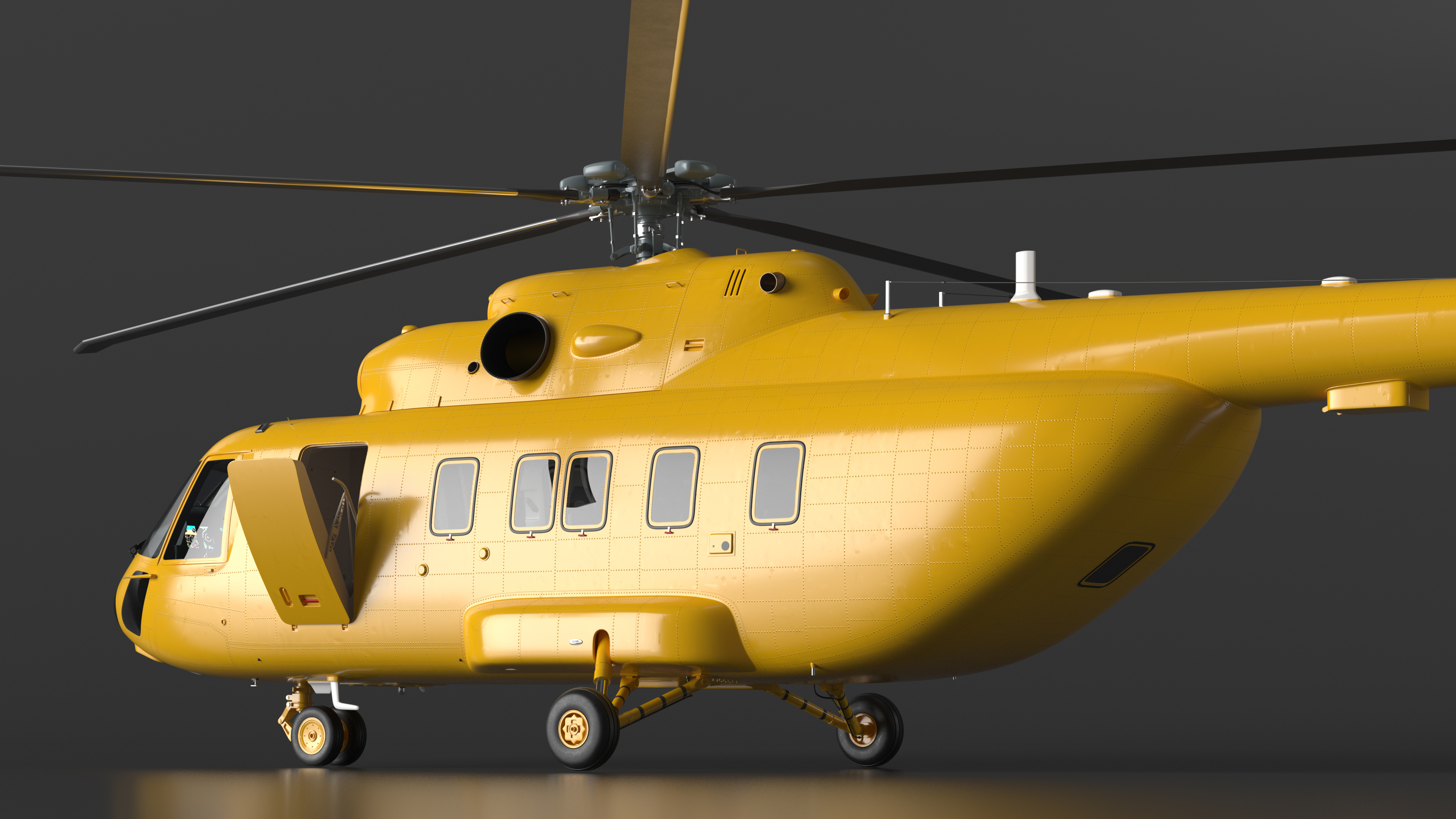 3D Offshore Cargo Helicopter Yellow Rigged for Maya model