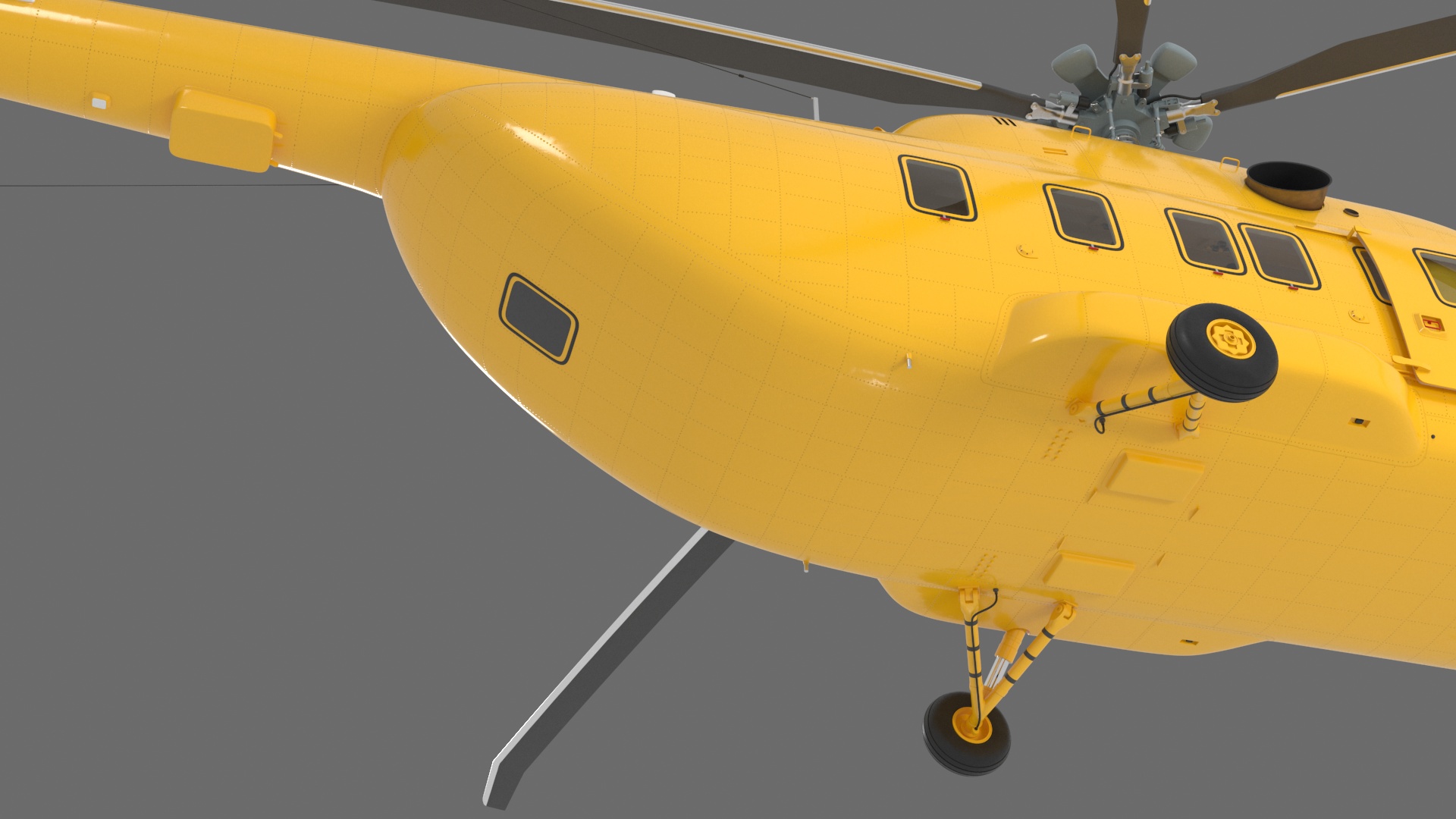 3D Offshore Cargo Helicopter Yellow Rigged for Maya model