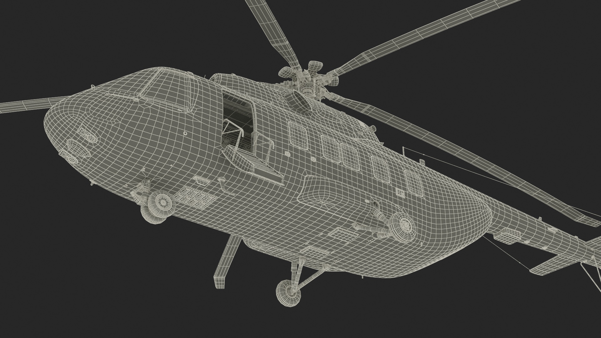 3D Offshore Cargo Helicopter Yellow Rigged for Maya model