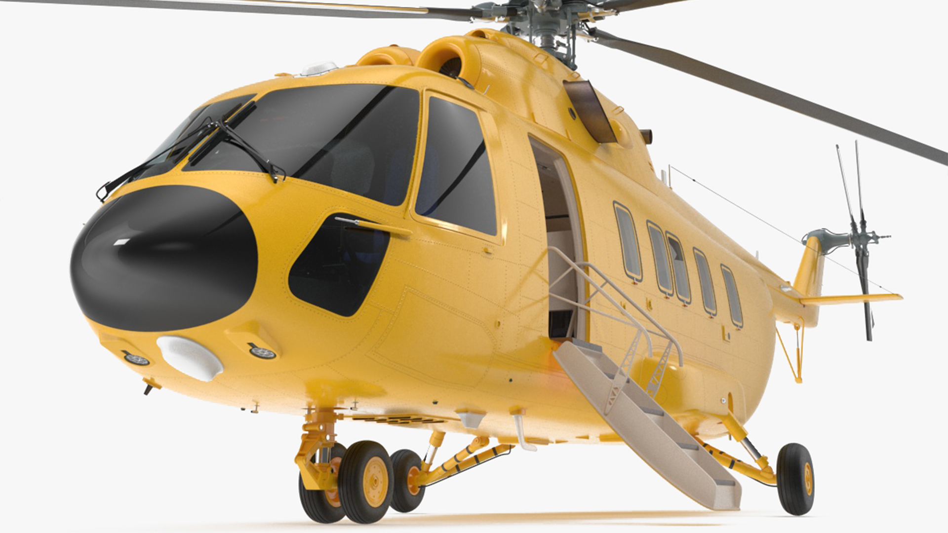 3D Offshore Cargo Helicopter Yellow Rigged for Maya model