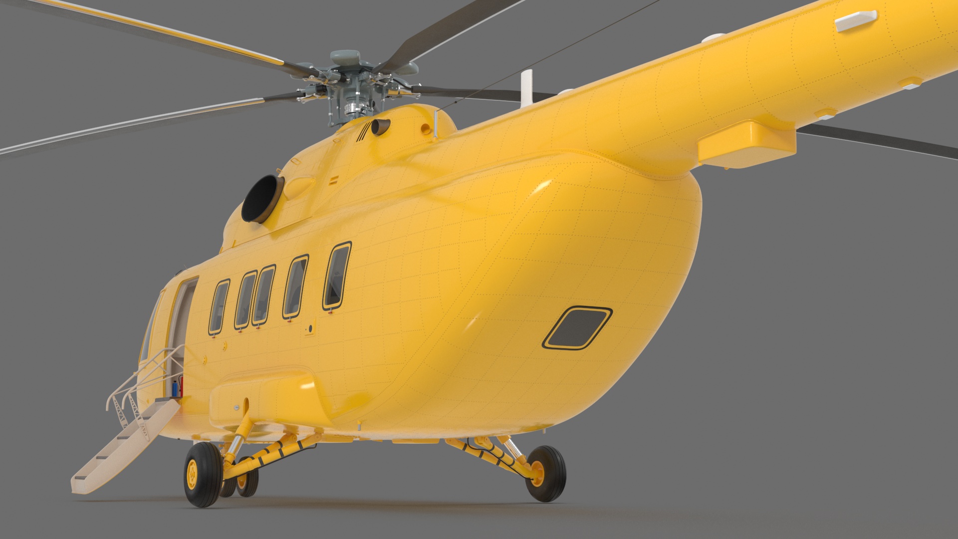 3D Offshore Cargo Helicopter Yellow Rigged for Maya model