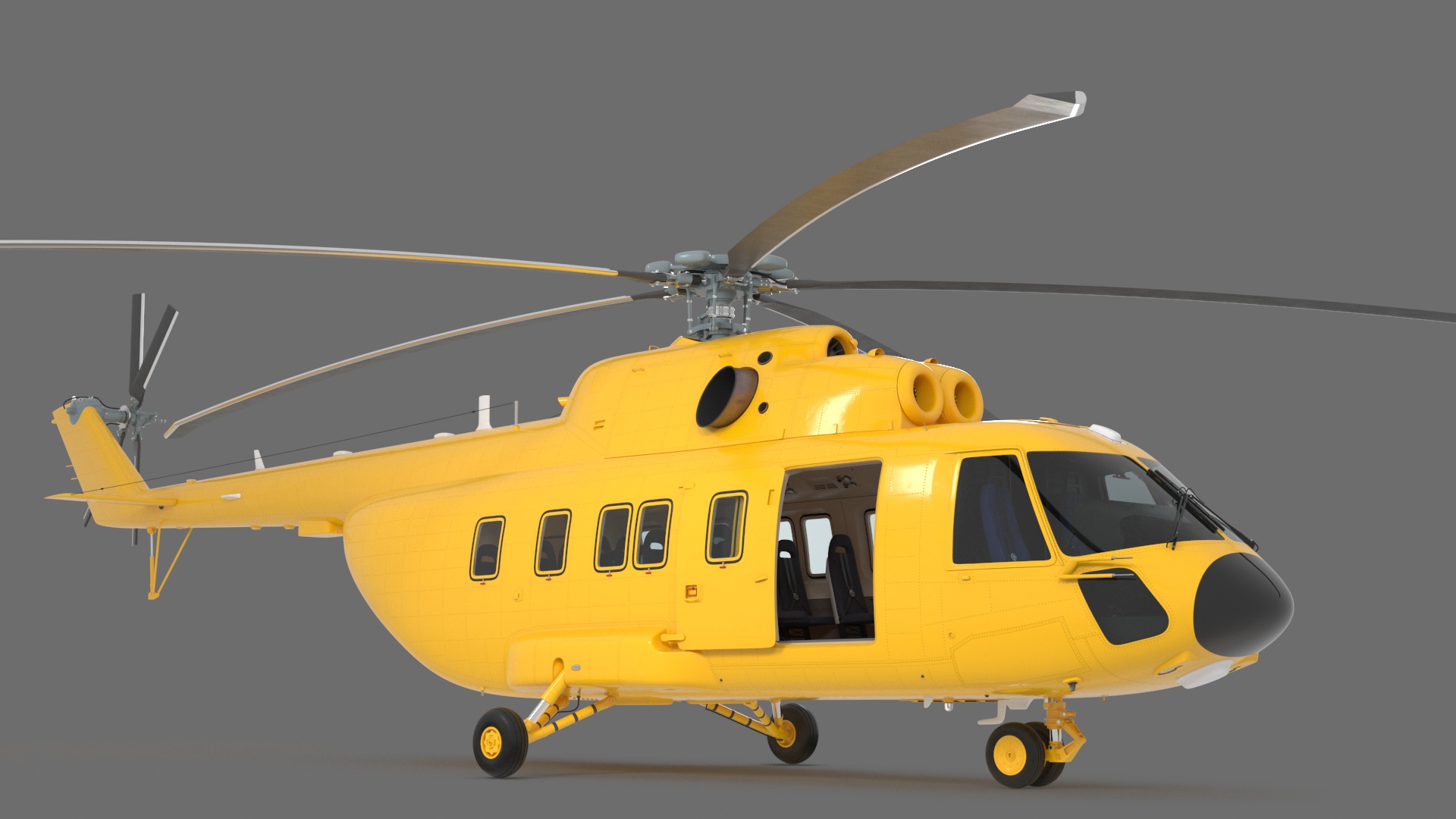 3D Offshore Cargo Helicopter Yellow Rigged for Maya model