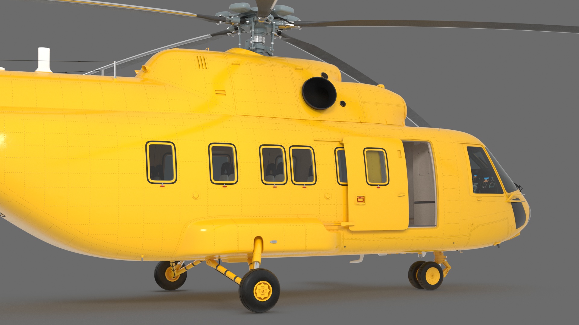 3D Offshore Cargo Helicopter Yellow Rigged for Maya model