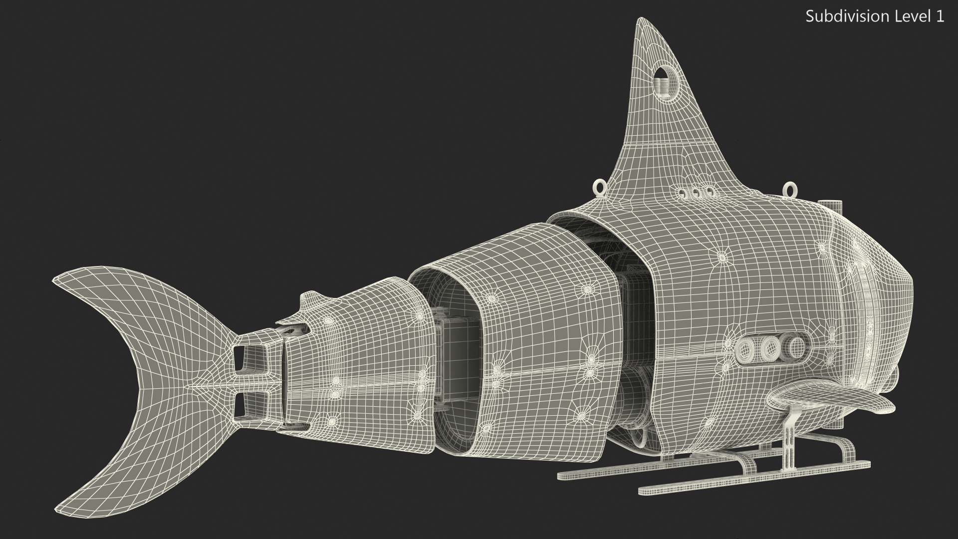 3D Shark Underwater Drone Rigged for Cinema 4D model
