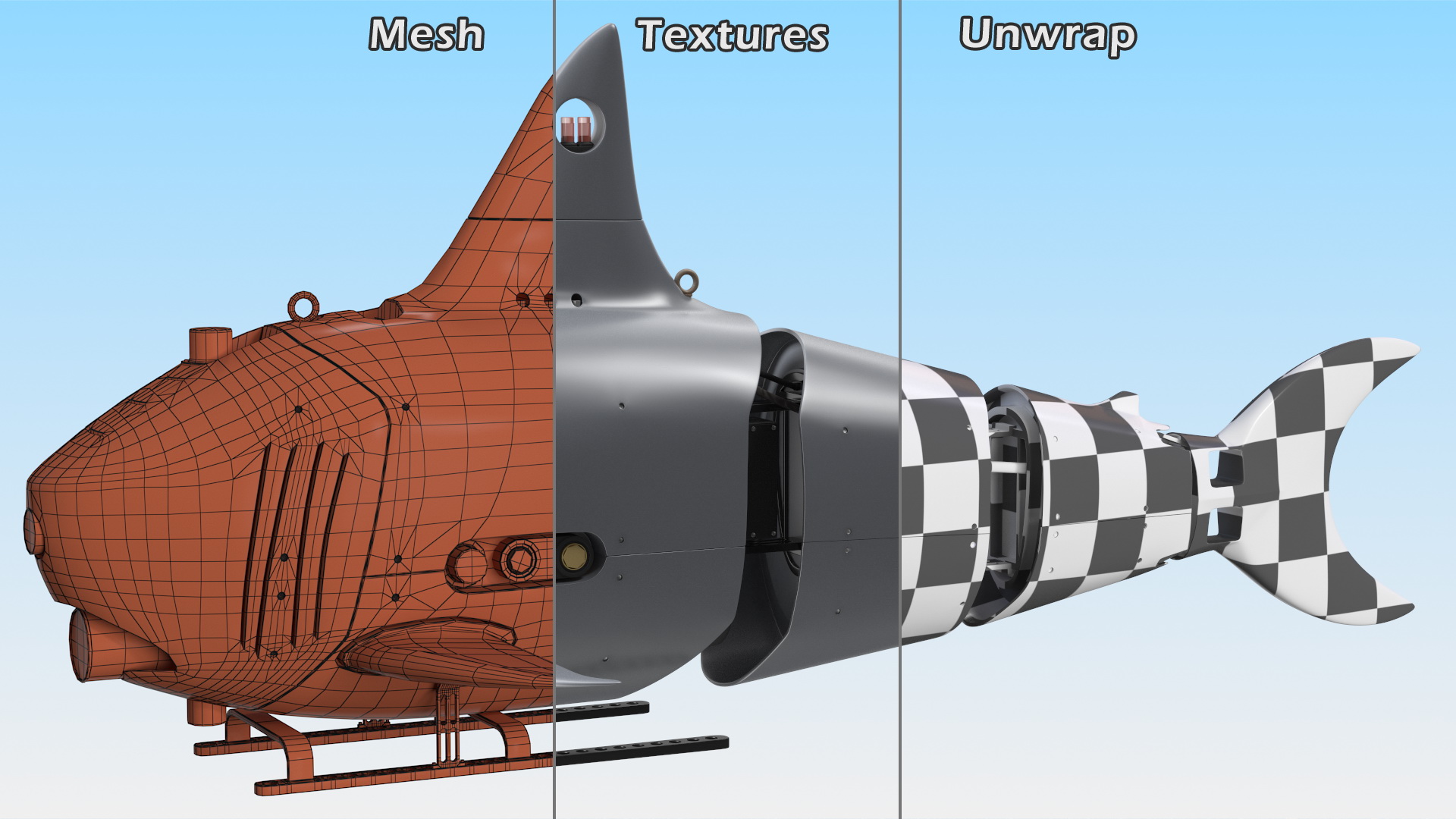 3D Shark Underwater Drone Rigged for Cinema 4D model