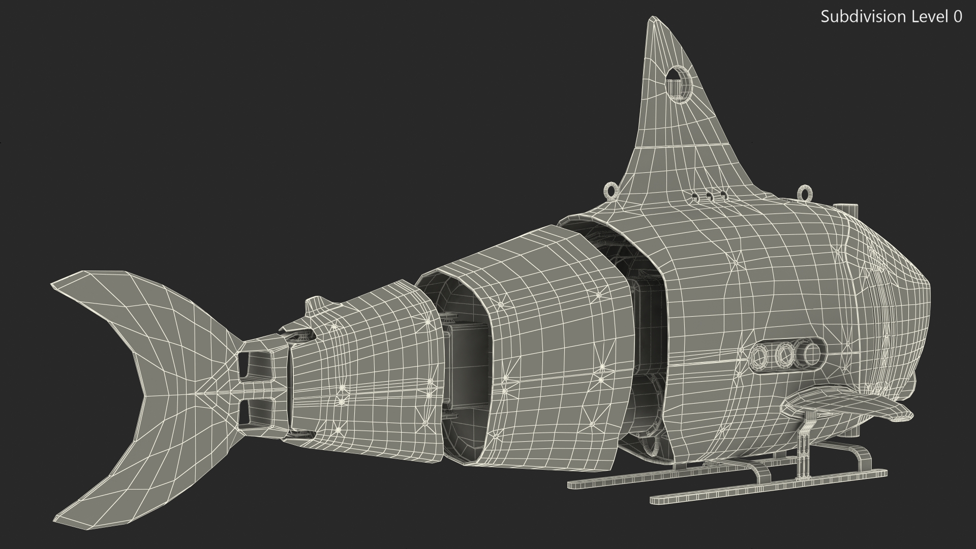 3D Shark Underwater Drone Rigged for Cinema 4D model
