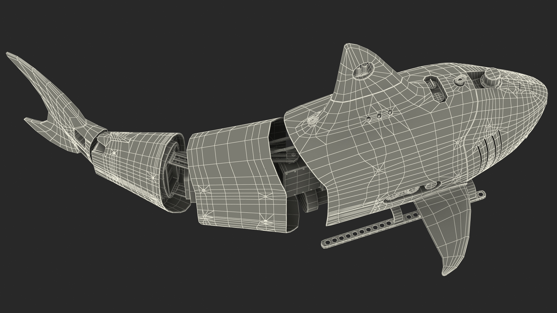 3D Shark Underwater Drone Rigged for Cinema 4D model