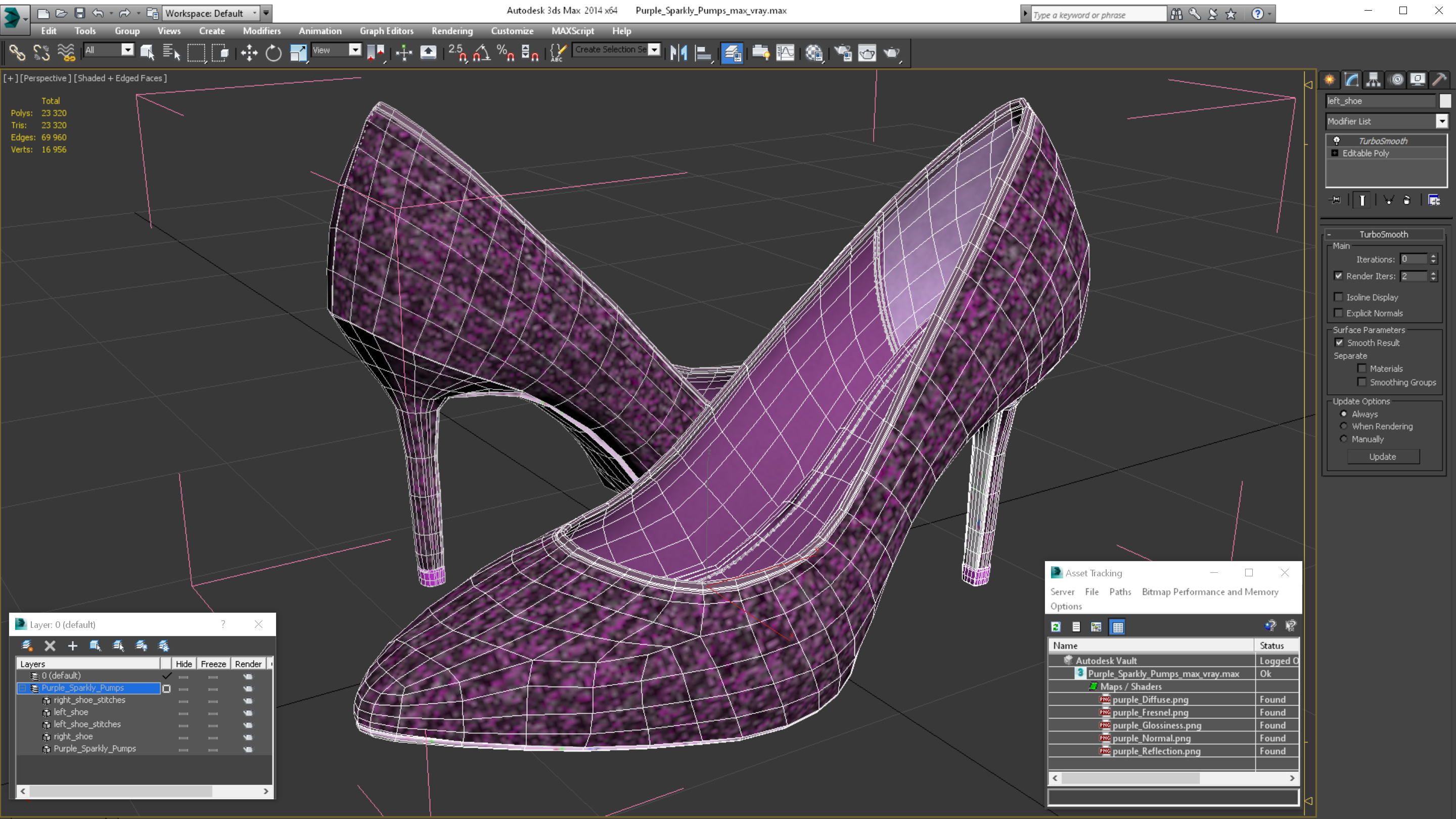 3D model Purple Sparkly Pumps