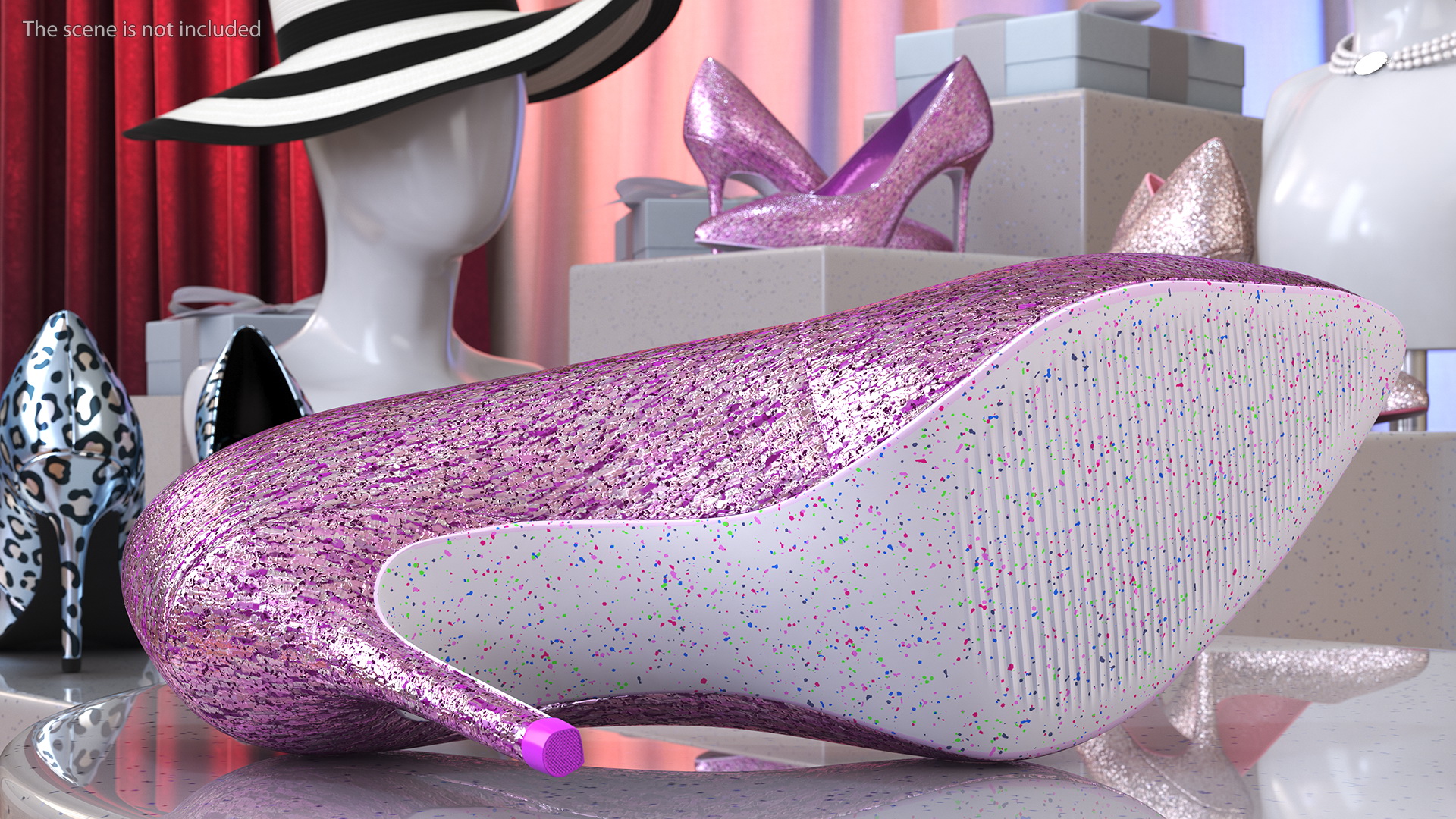 3D model Purple Sparkly Pumps