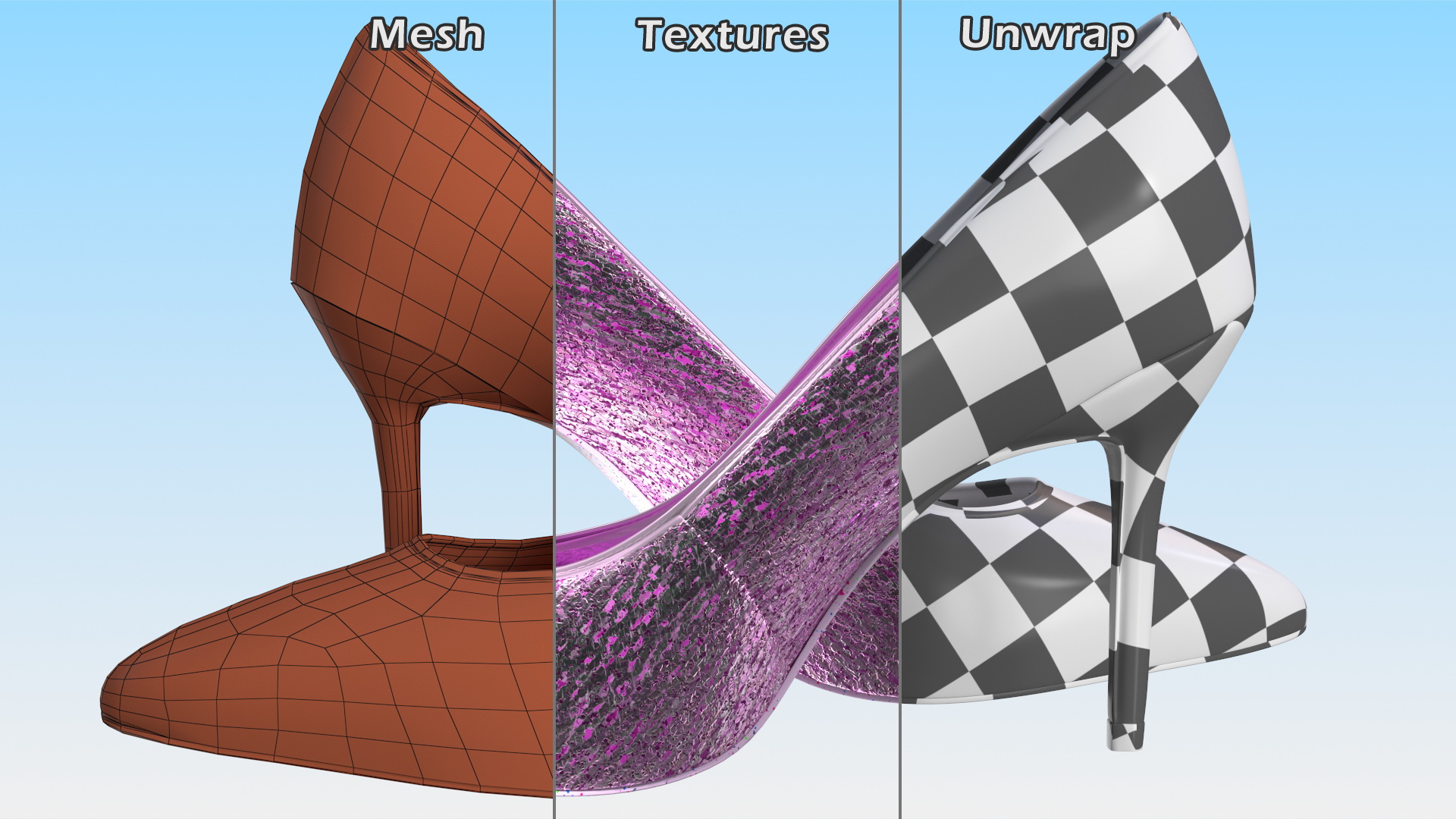 3D model Purple Sparkly Pumps