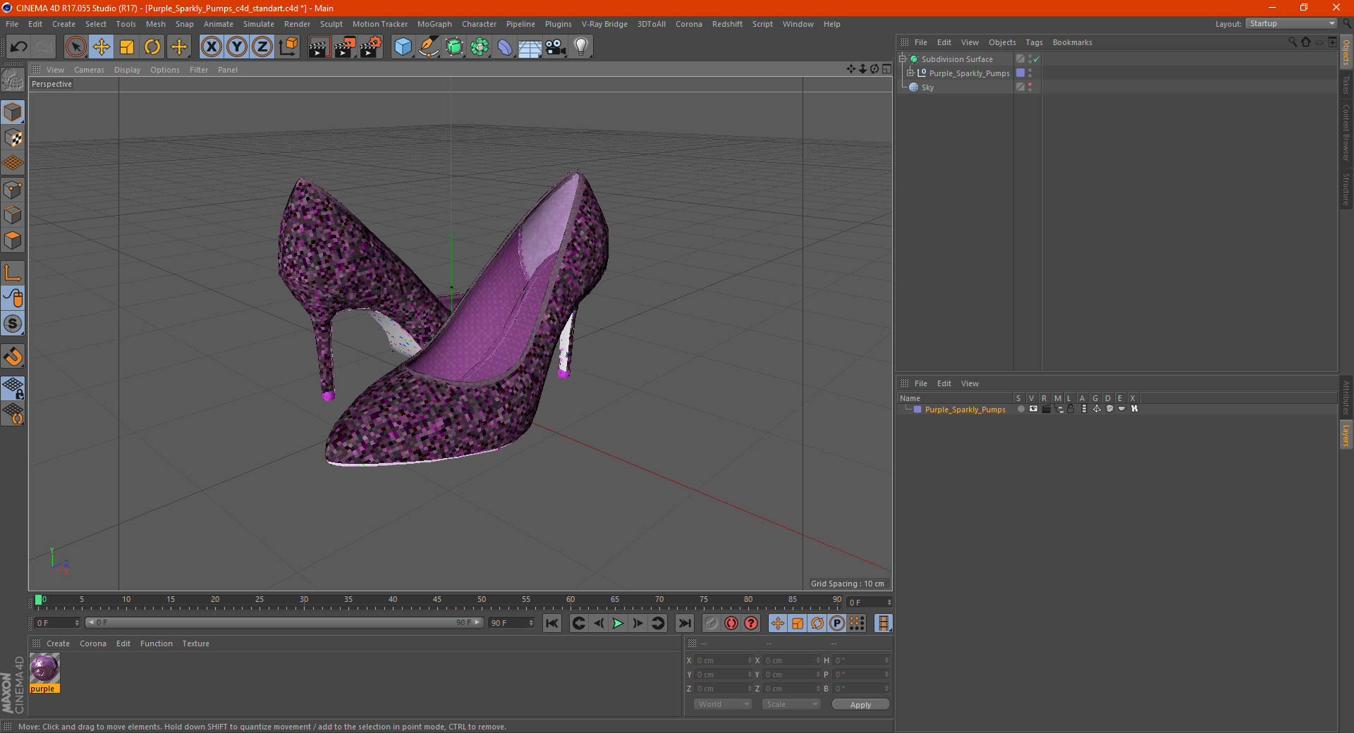 3D model Purple Sparkly Pumps