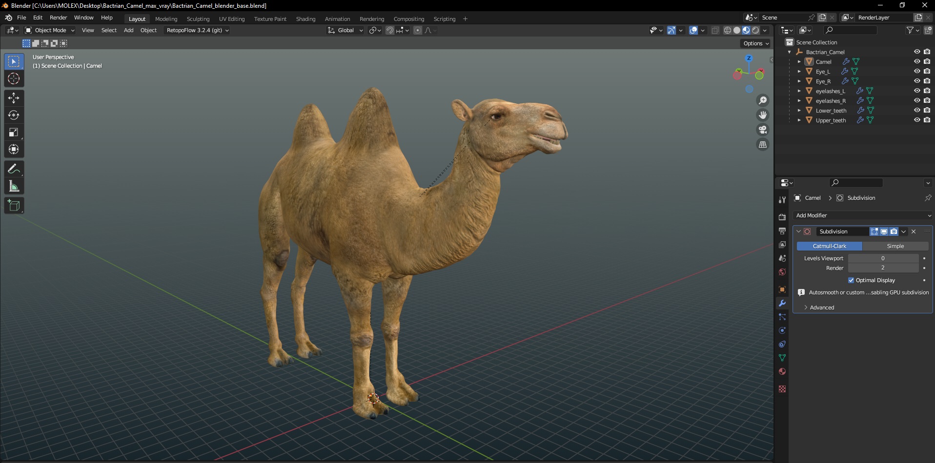 Bactrian Camel 3D model