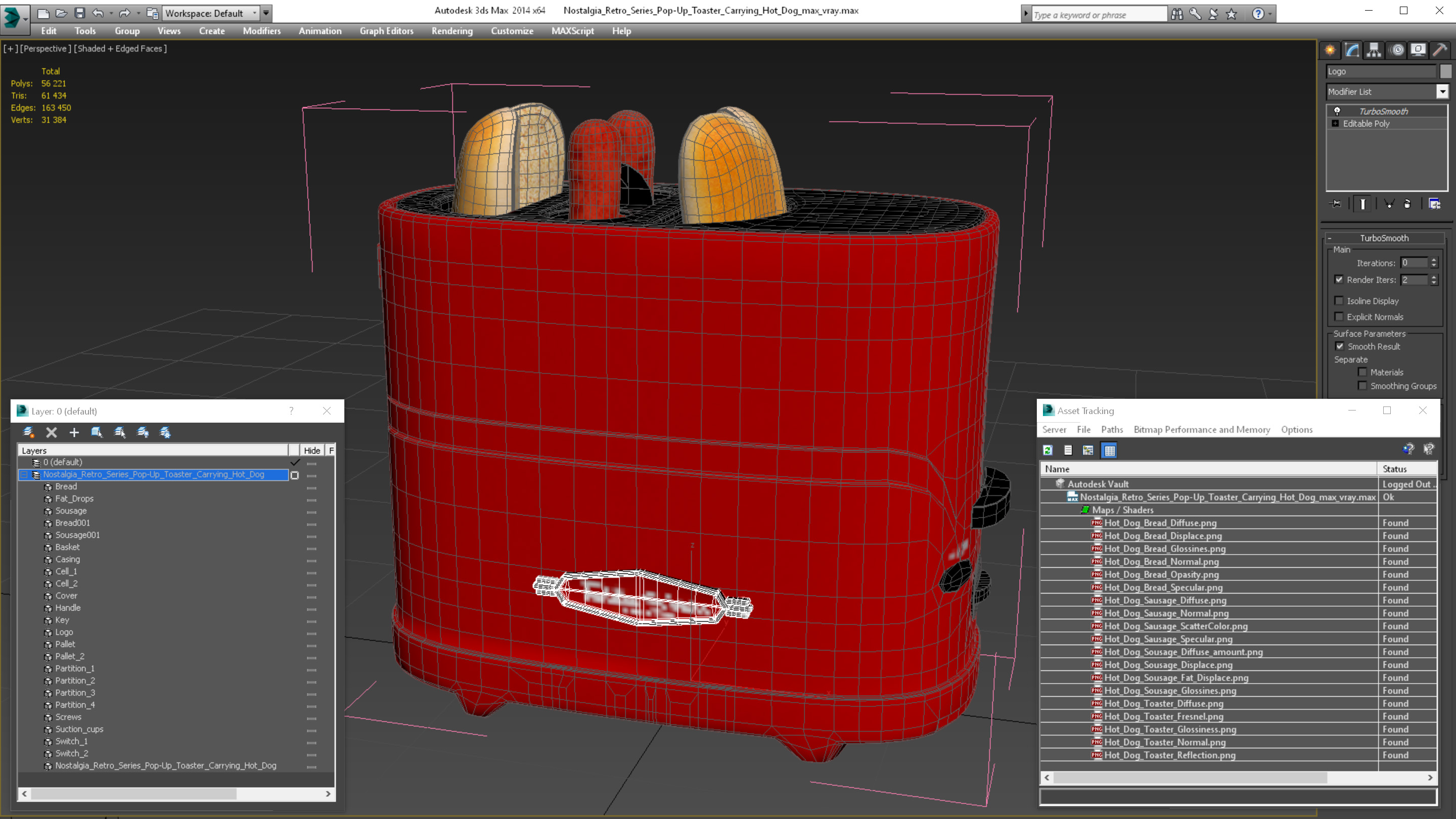 Nostalgia Retro Series Pop-Up Toaster Carrying Hot Dog 3D model