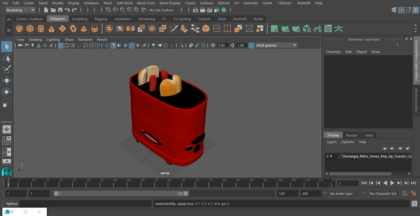 Nostalgia Retro Series Pop-Up Toaster Carrying Hot Dog 3D model